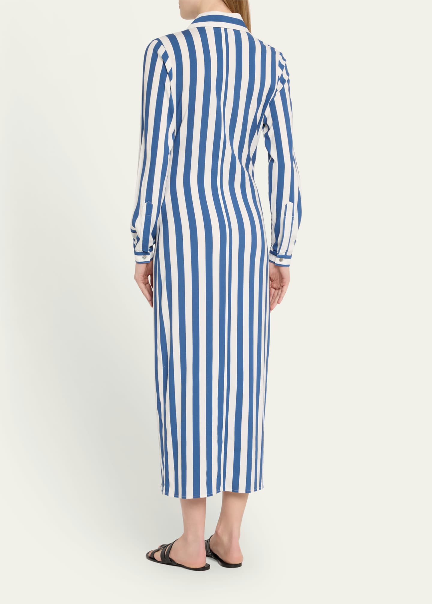 ANEMOS Striped Button-Front Maxi Shirtdress Image 3 of 5