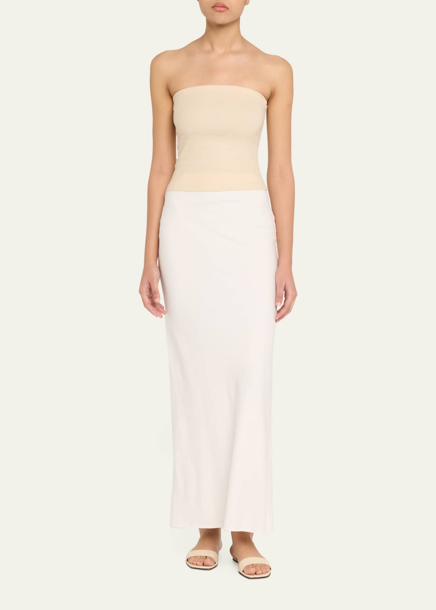 Bias-Cut Stretch Twill Maxi Skirt