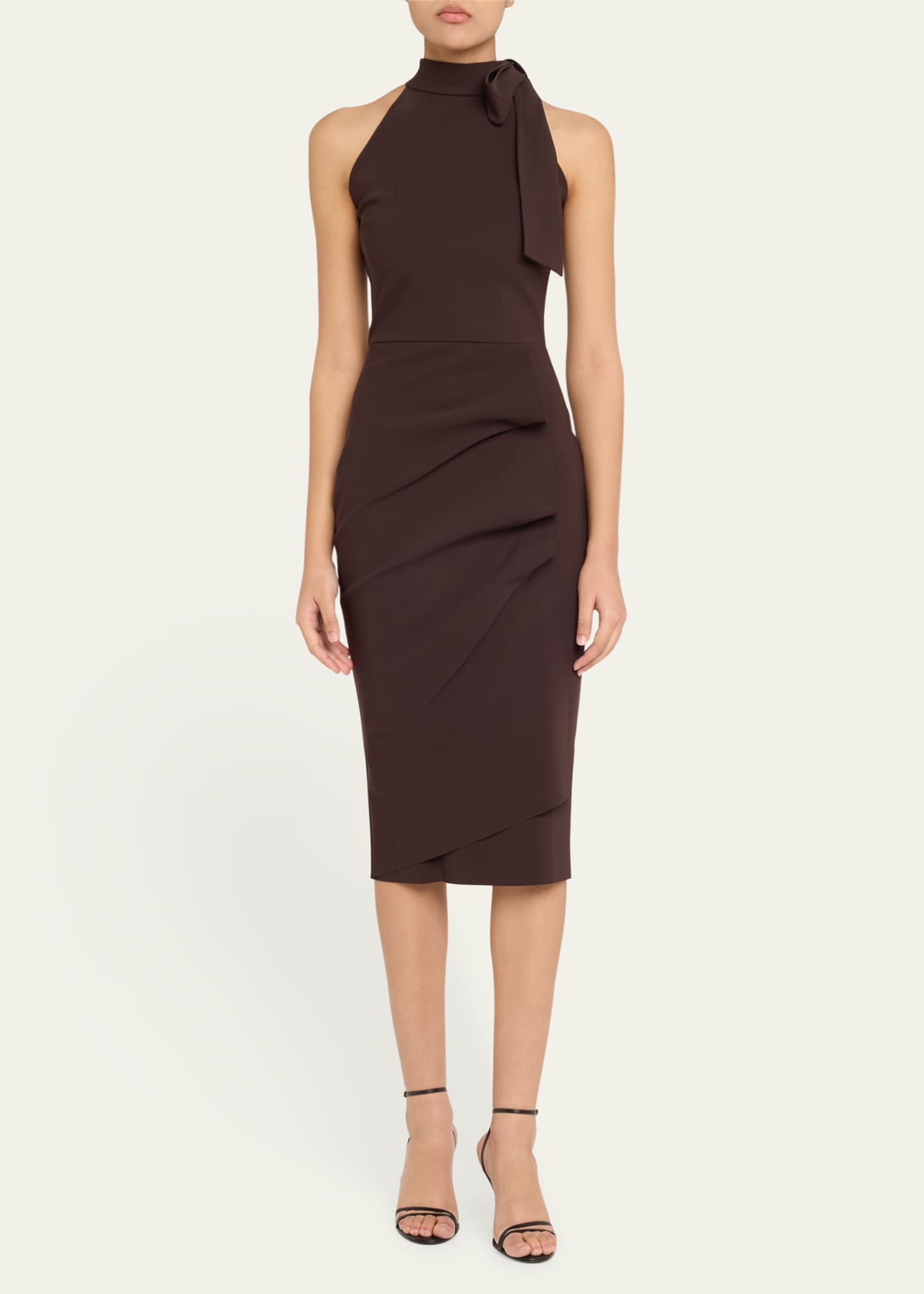 Chiara Boni La Petite Robe Adania Ruffle Jersey Halter Midi Dress Image 2 of 5
