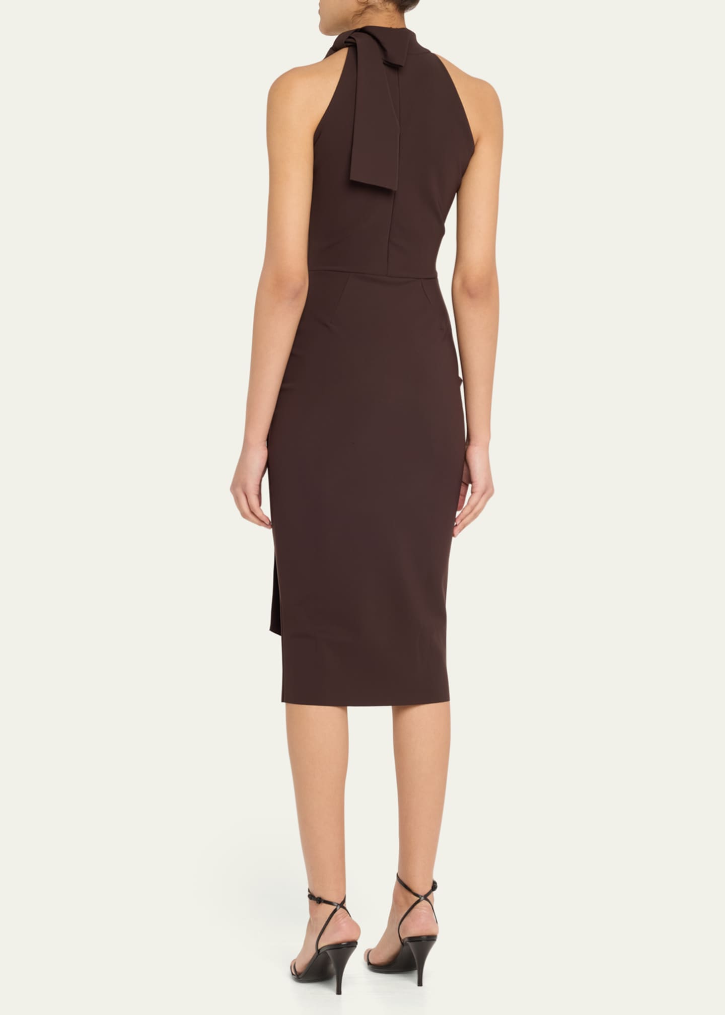 Chiara Boni La Petite Robe Adania Ruffle Jersey Halter Midi Dress Image 3 of 5