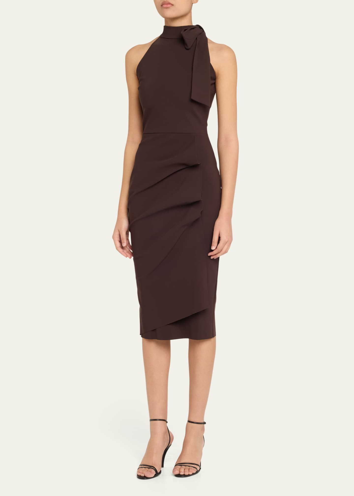 Chiara Boni La Petite Robe Adania Ruffle Jersey Halter Midi Dress Image 4 of 5