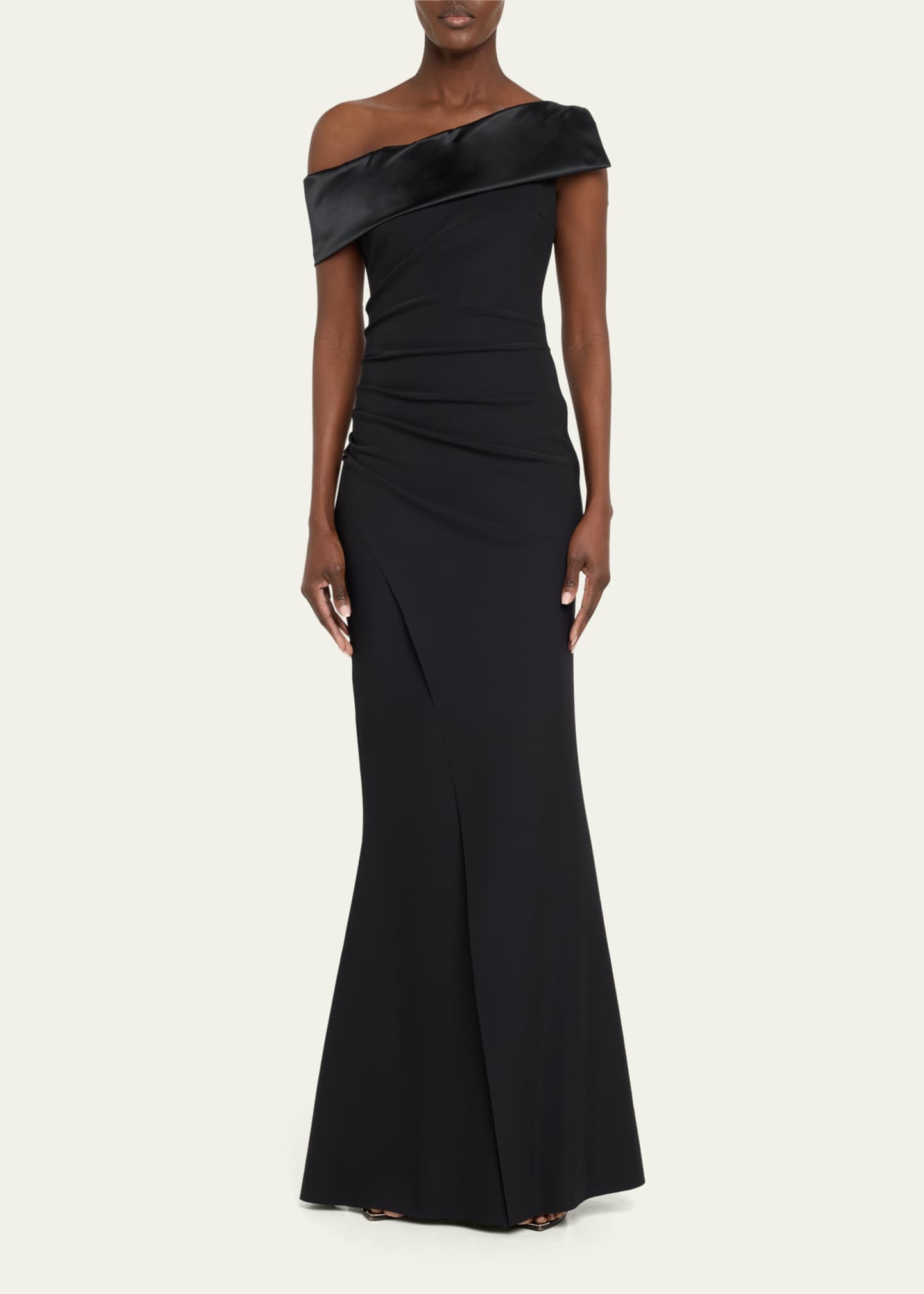 Chiara Boni La Petite Robe Koppany Ruched One-Shoulder Jersey Trumpet Gown Image 2 of 4