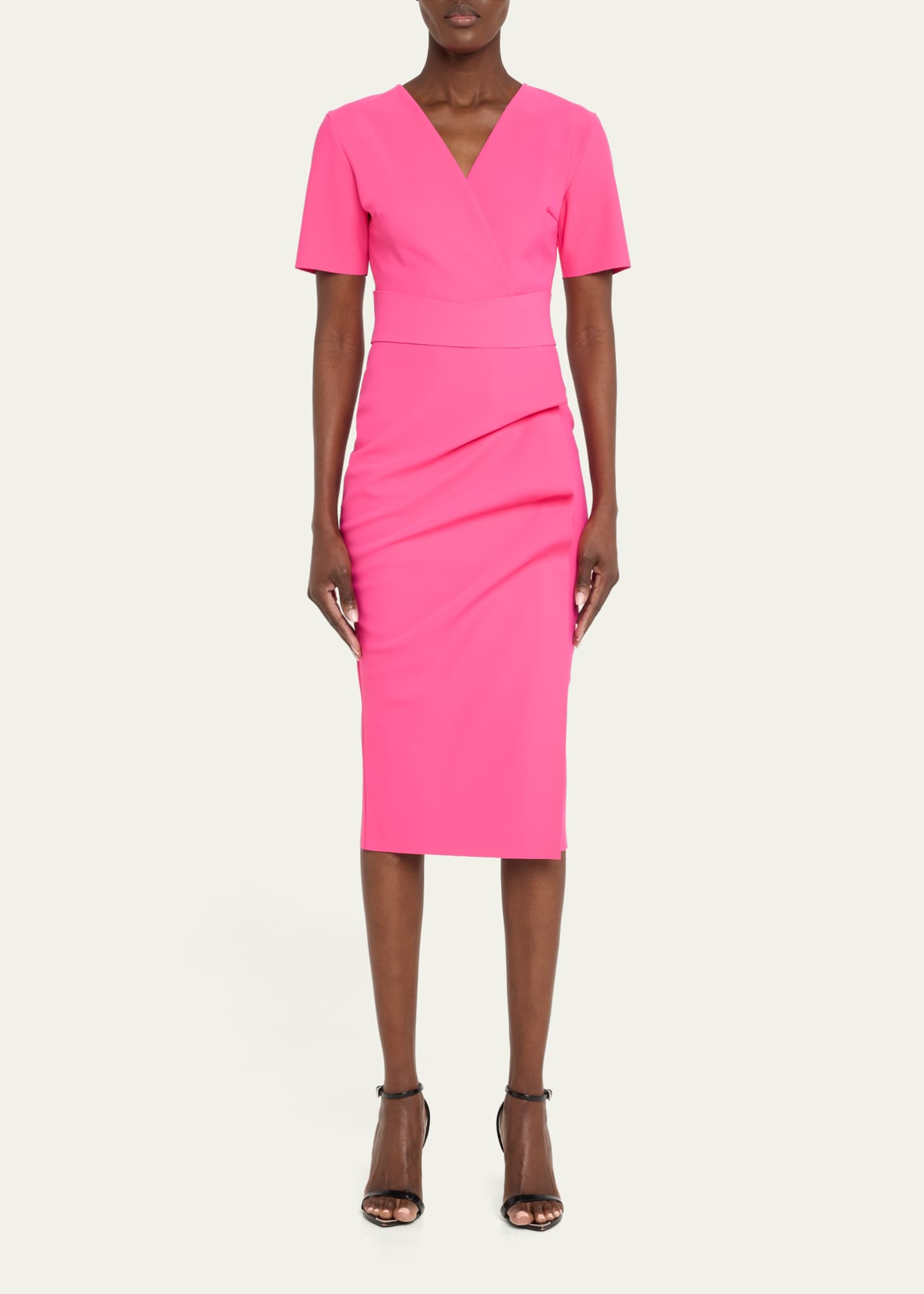 Chiara Boni La Petite Robe Rippled Jersey Midi Sheath Dress Image 2 of 5
