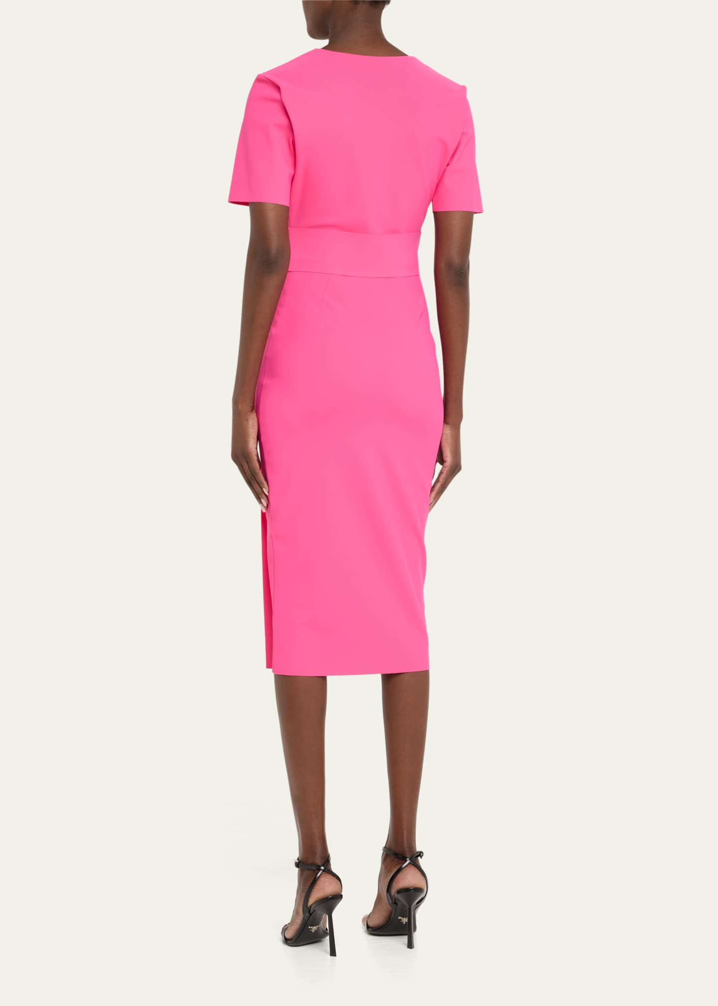 Chiara Boni La Petite Robe Rippled Jersey Midi Sheath Dress Image 3 of 5