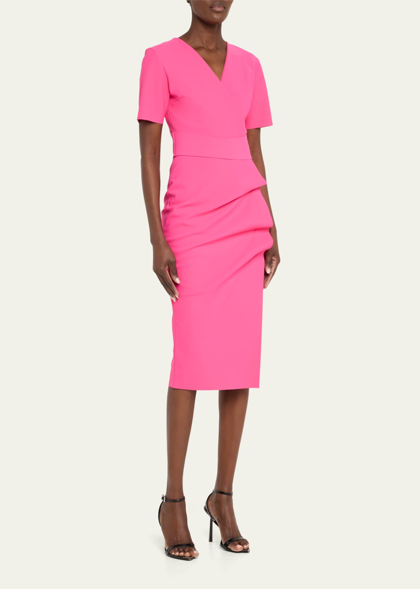 Chiara Boni La Petite Robe Rippled Jersey Midi Sheath Dress Image 4 of 5