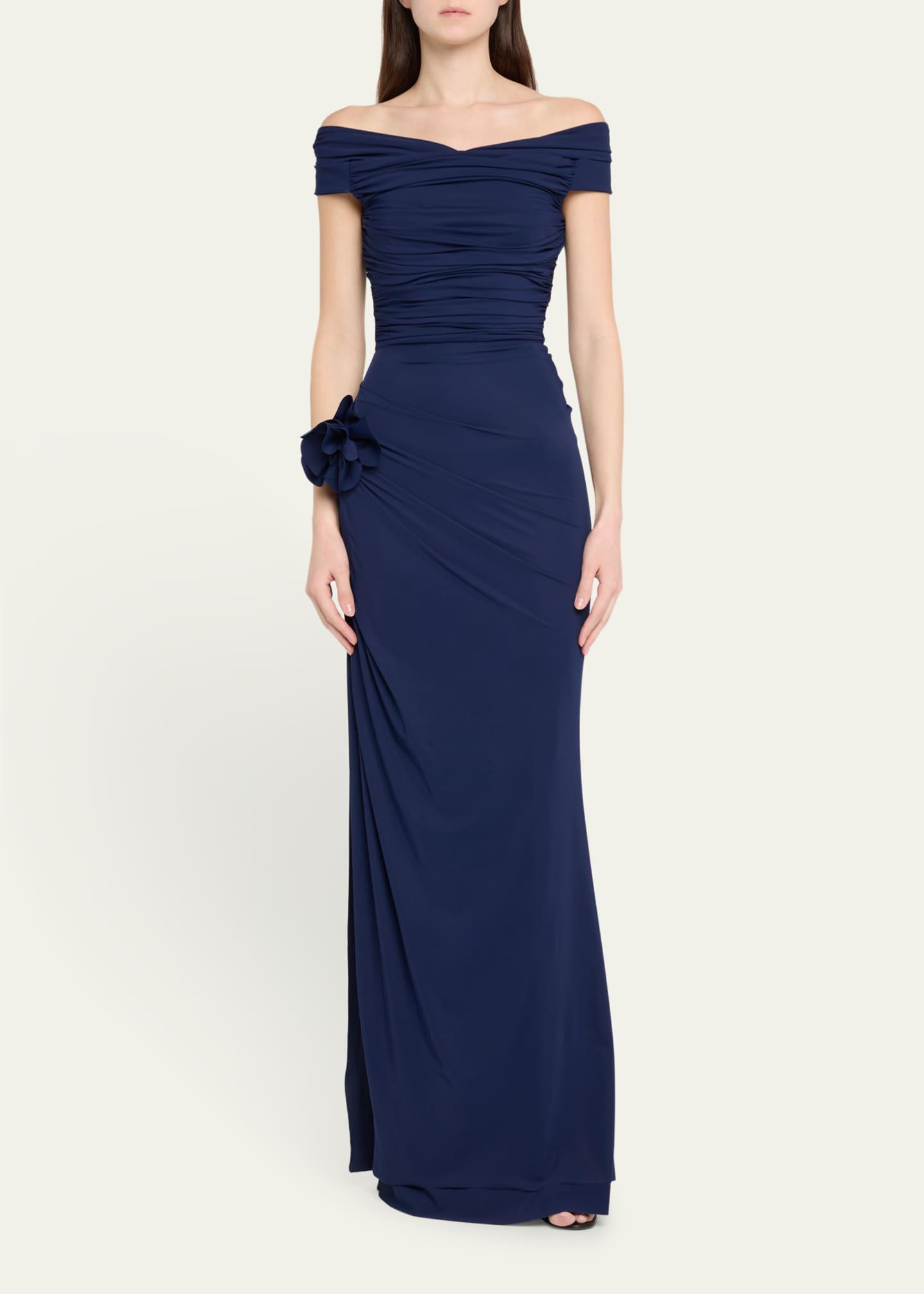 Chiara Boni La Petite Robe Soetsu Off-Shoulder Ruched Jersey Gown Image 2 of 5
