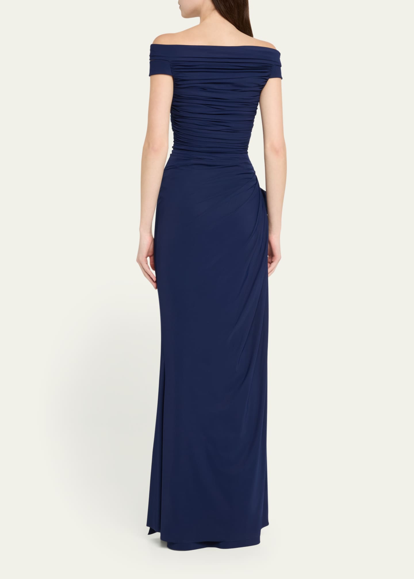 Chiara Boni La Petite Robe Soetsu Off-Shoulder Ruched Jersey Gown Image 3 of 5