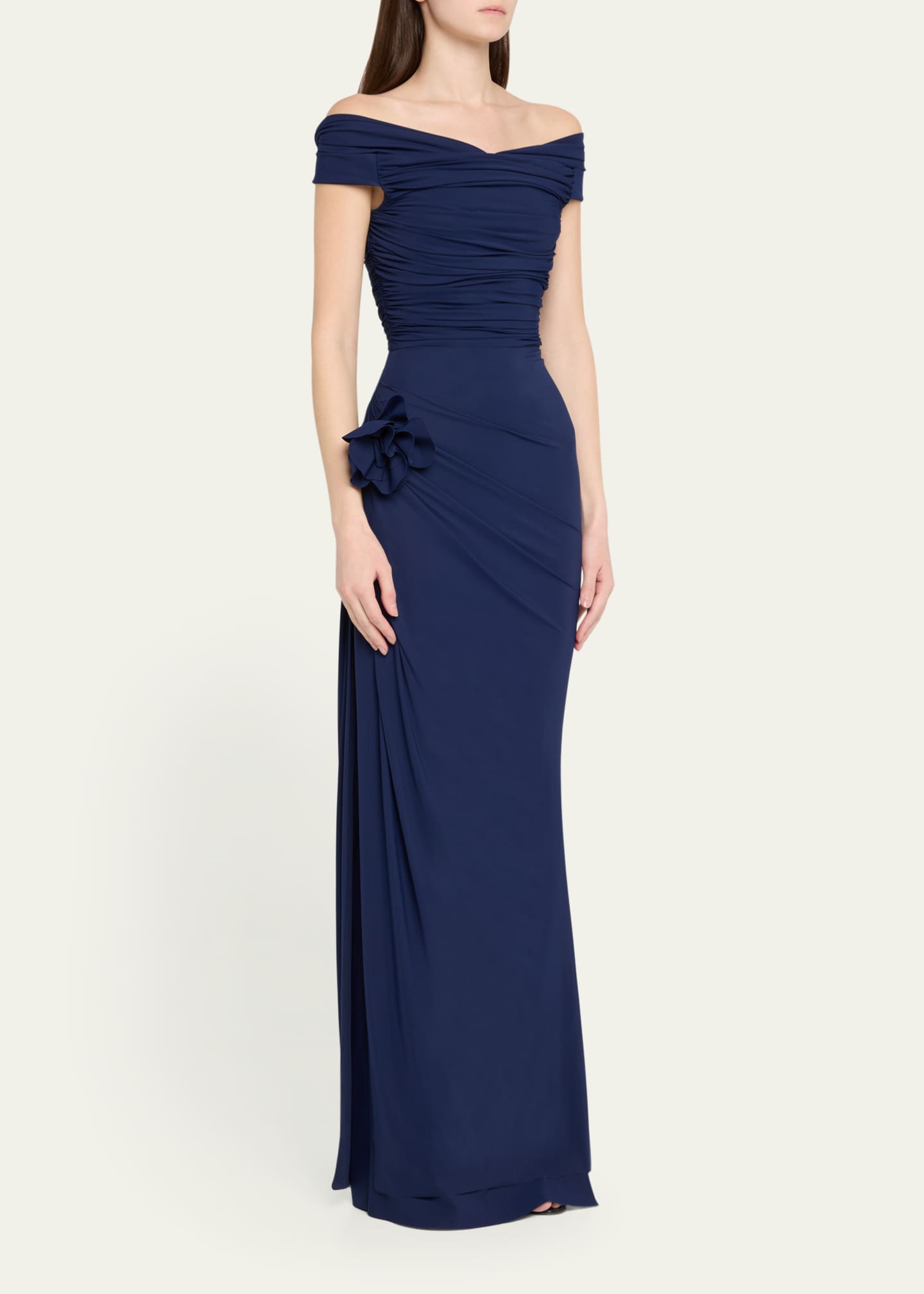 Chiara Boni La Petite Robe Soetsu Off-Shoulder Ruched Jersey Gown Image 4 of 5