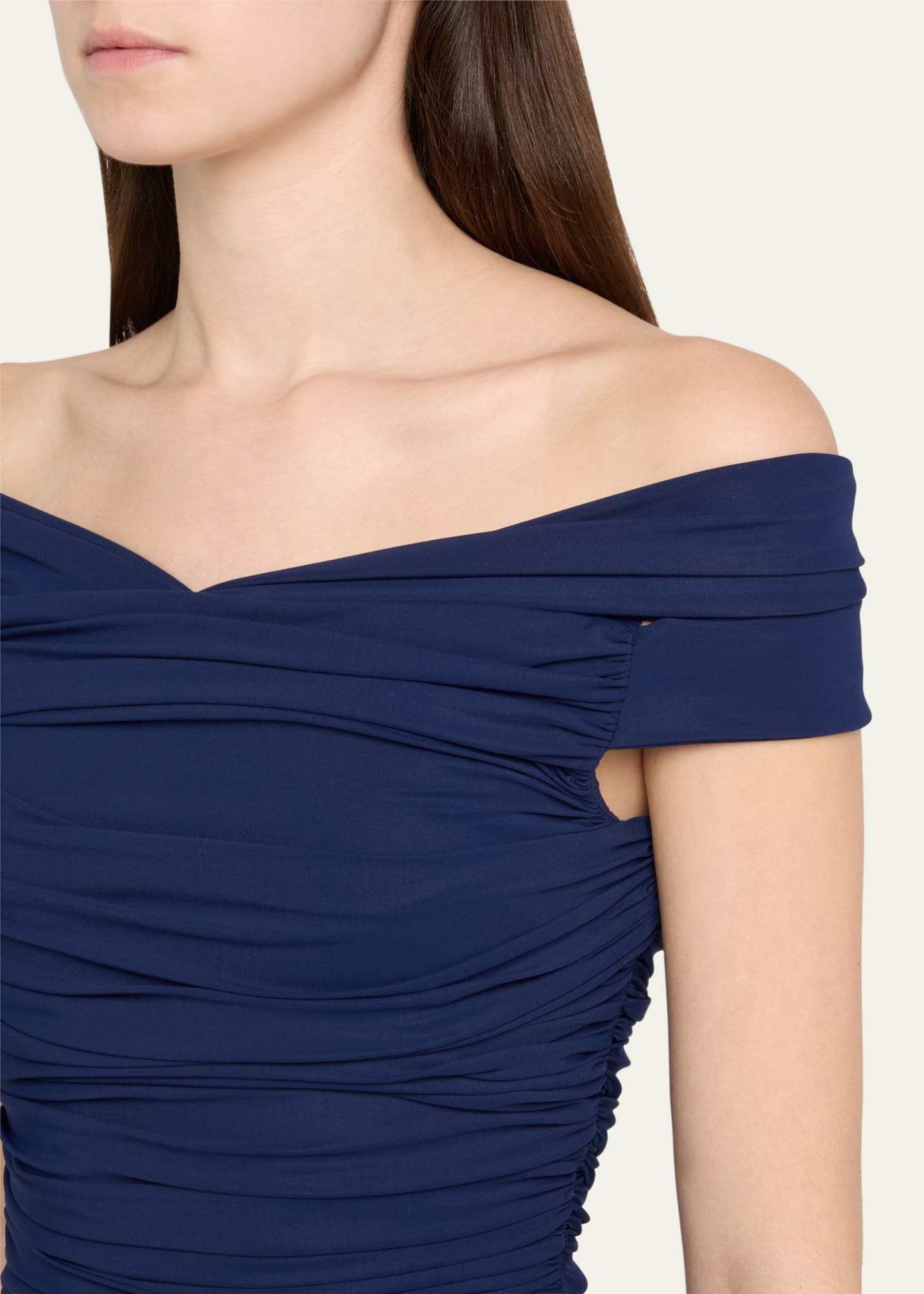 Chiara Boni La Petite Robe Soetsu Off-Shoulder Ruched Jersey Gown Image 5 of 5