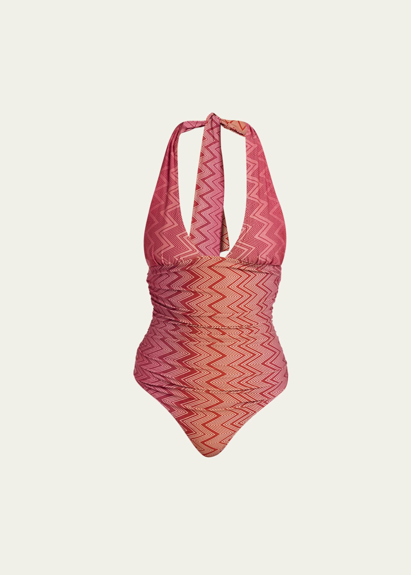 Missoni Chevron Halter One-Piece Swimsuit Image 1 of 4
