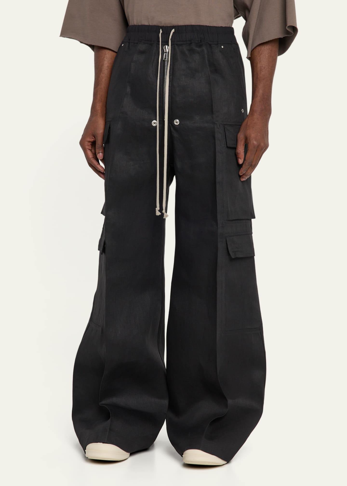 Rick Owens Men's Coated Linen Cargo Belas Pants Image 3 of 4
