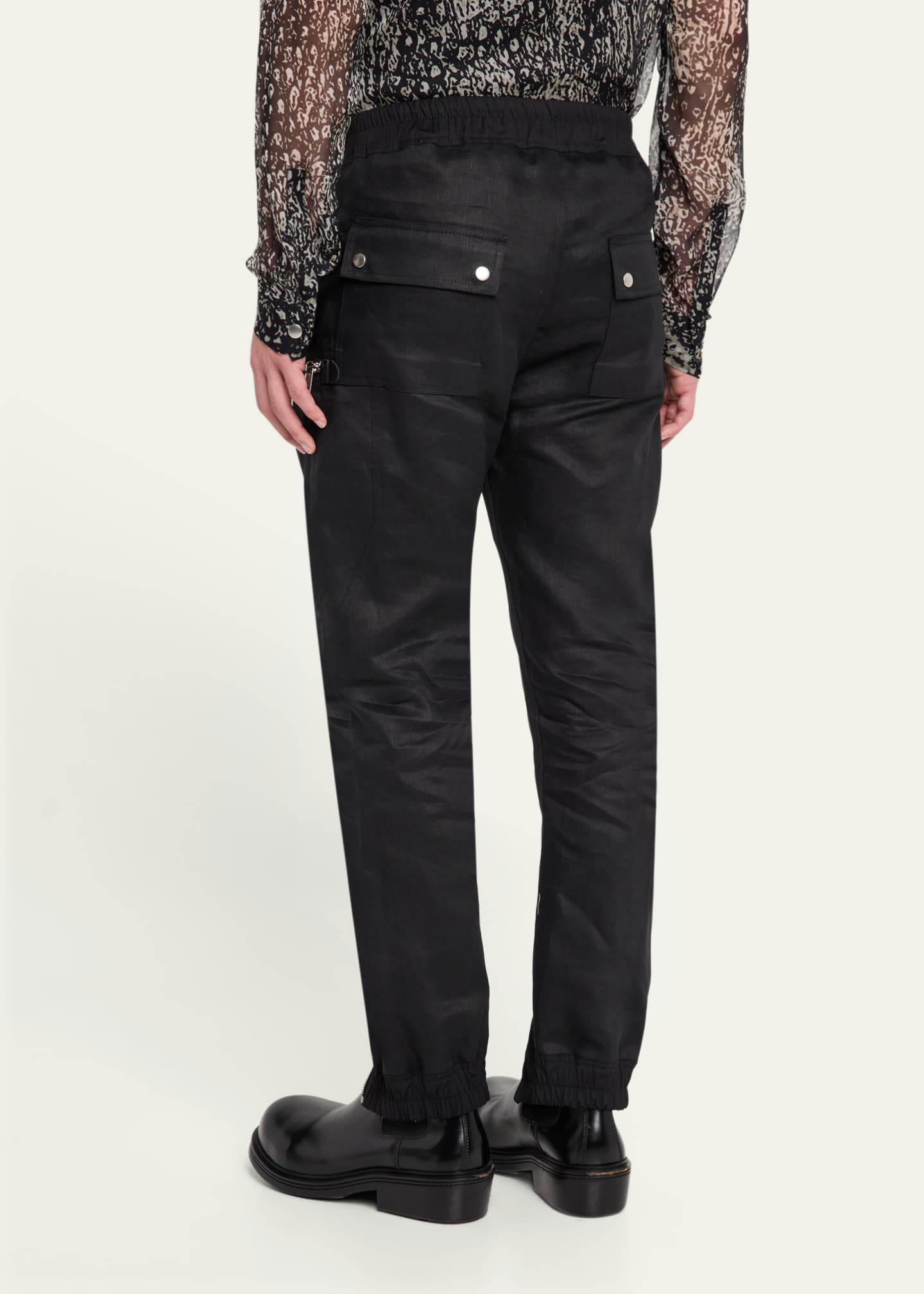 Rick Owens Men's Coated Linen Twill Bauhaus Cargo Pants Image 3 of 5
