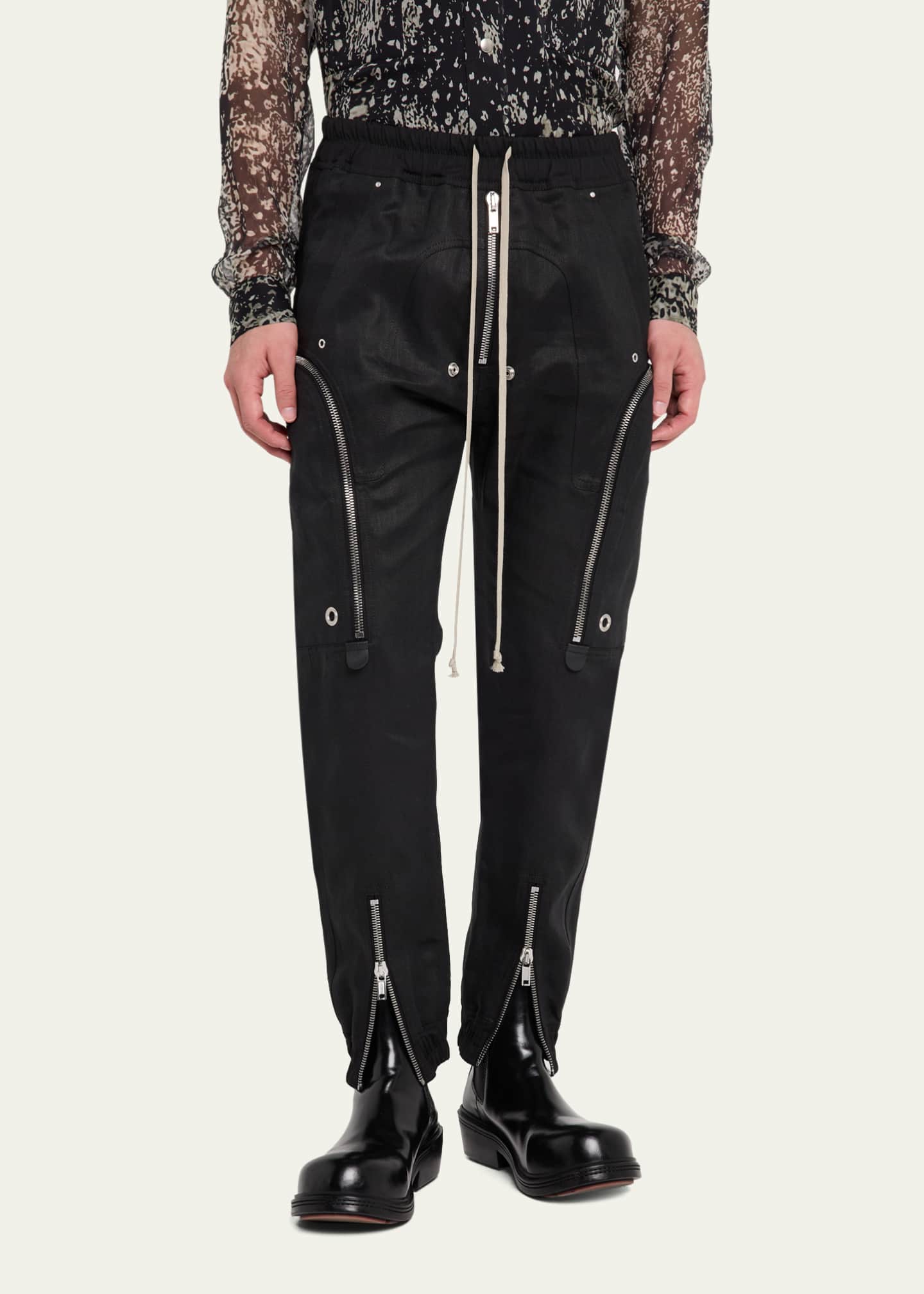 Rick Owens Men's Coated Linen Twill Bauhaus Cargo Pants Image 4 of 5