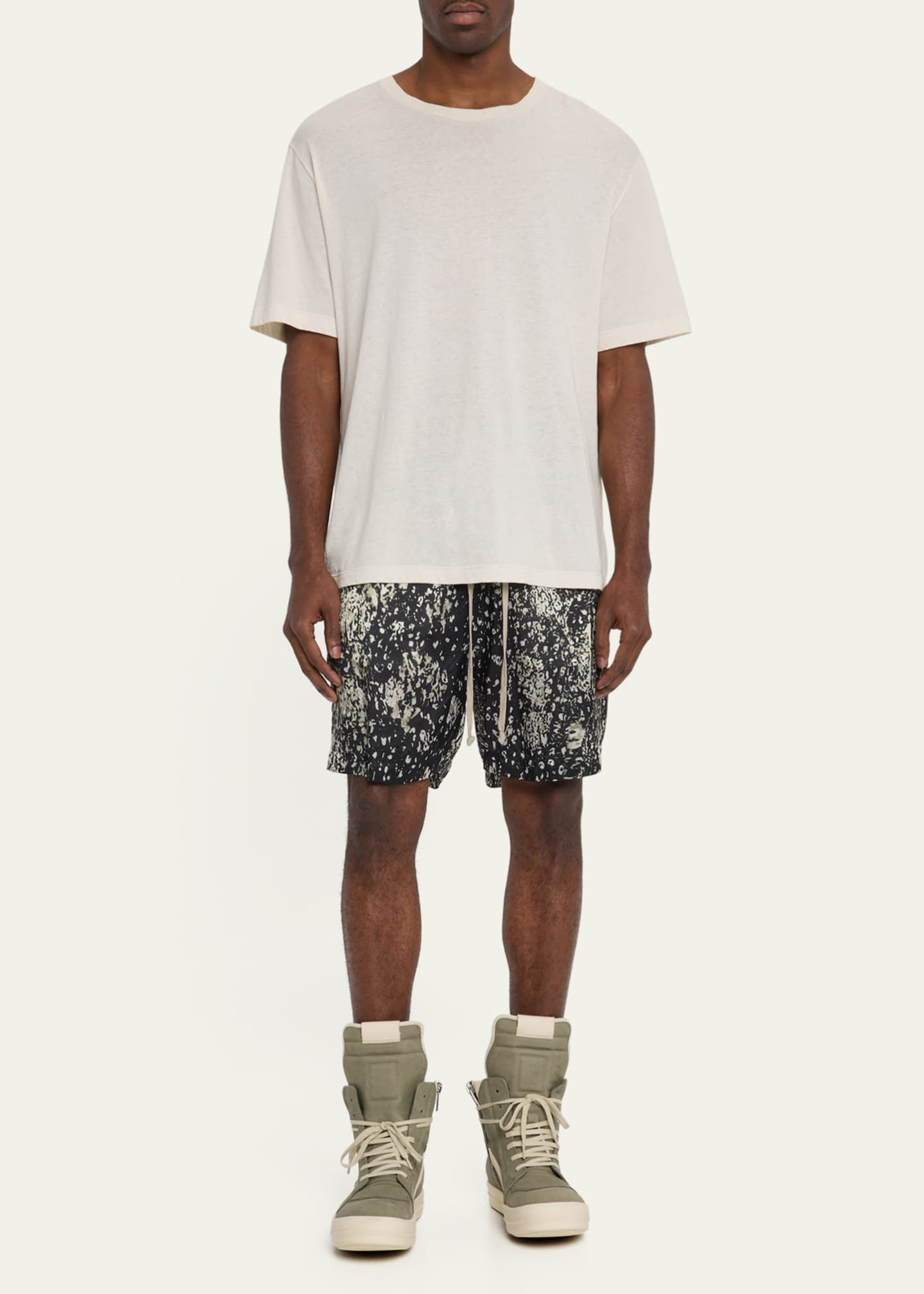 Rick Owens Men's Cupro Wolfish-Print Boxer Shorts Image 2 of 5