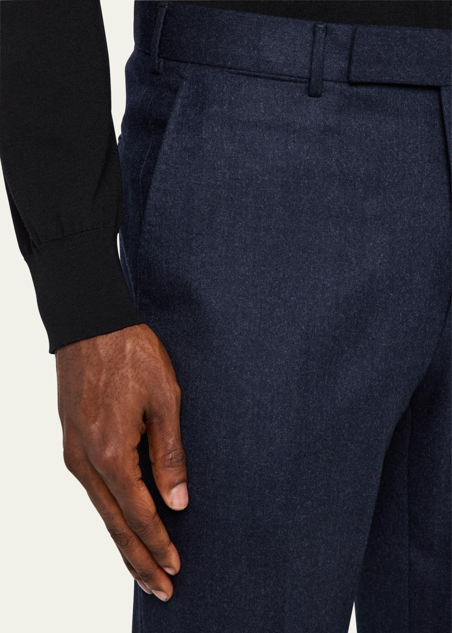 ZEGNA Men's Wool Flannel Flat-Front Trousers - Bergdorf Goodman