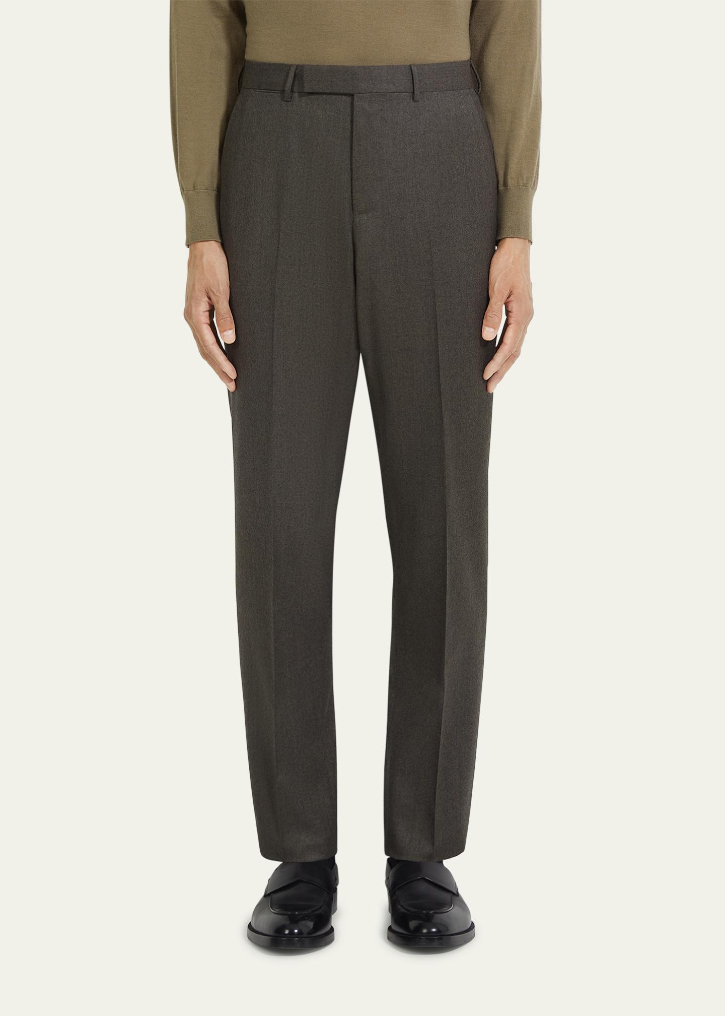 ZEGNA Men's Wool Flannel Flat-Front Trousers - Bergdorf Goodman