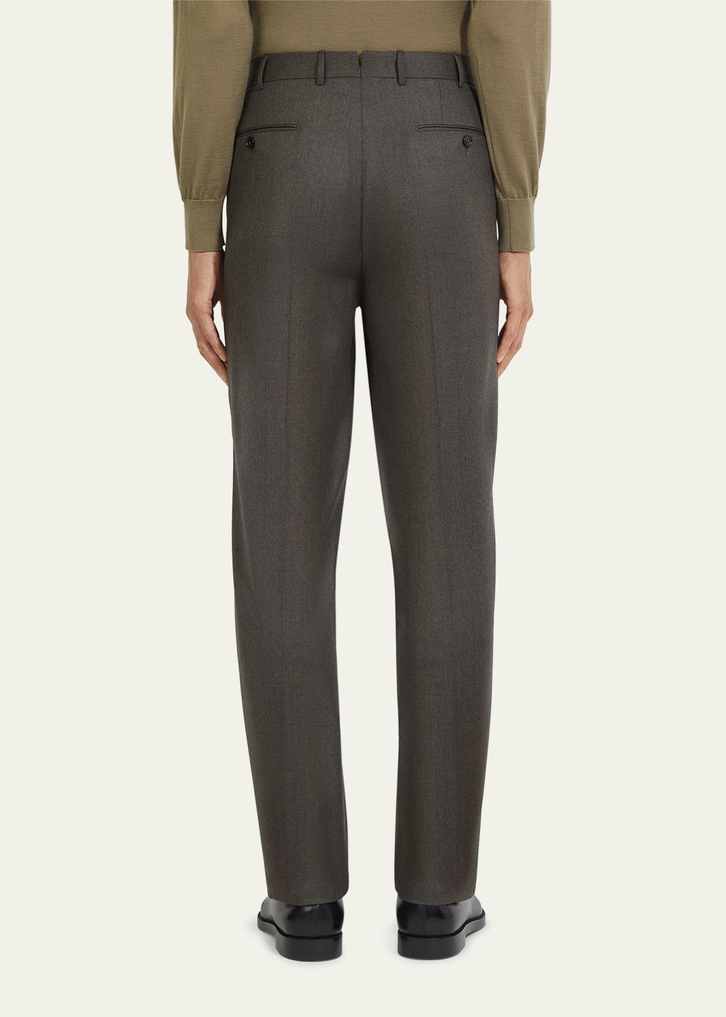 ZEGNA Men's Wool Flannel Flat-Front Trousers - Bergdorf Goodman
