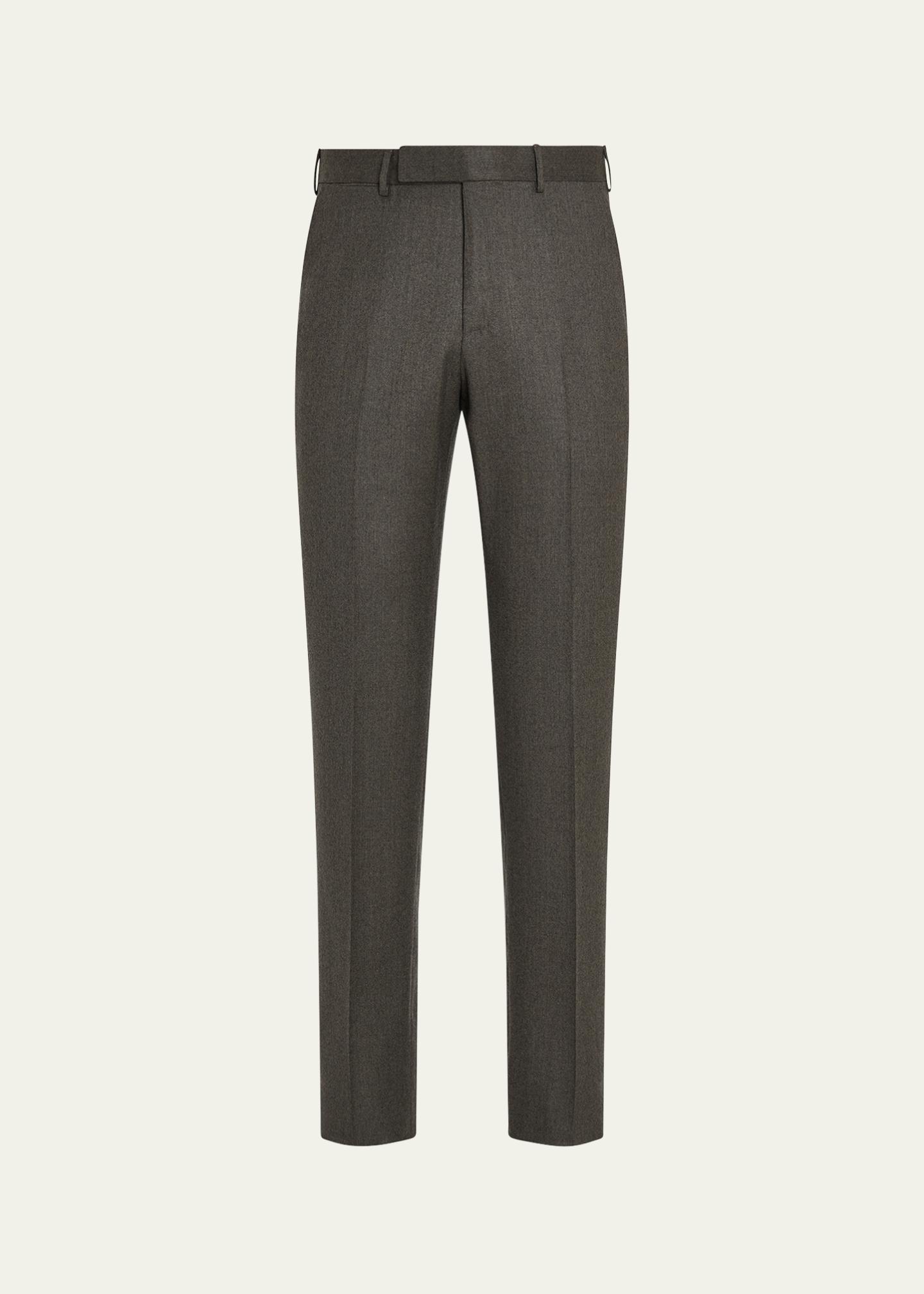 ZEGNA Men's Wool Flannel Flat-Front Trousers - Bergdorf Goodman