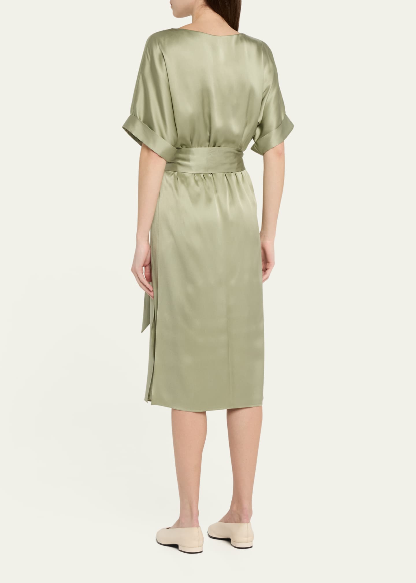 Loro Piana Caren Belted Silk Midi Dress - Bergdorf Goodman
