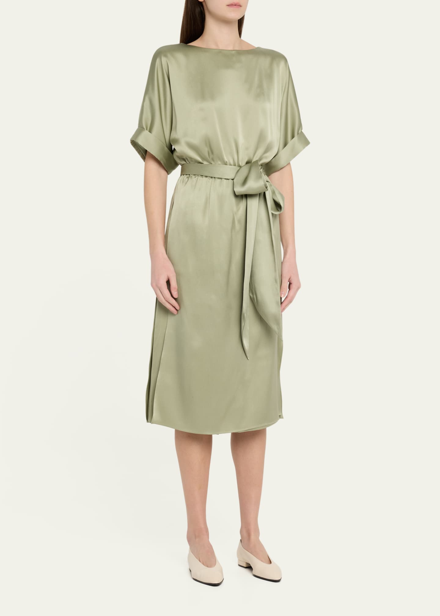 sachin and babi light blue dress Loro Piana Caren Belted Silk Midi Dress