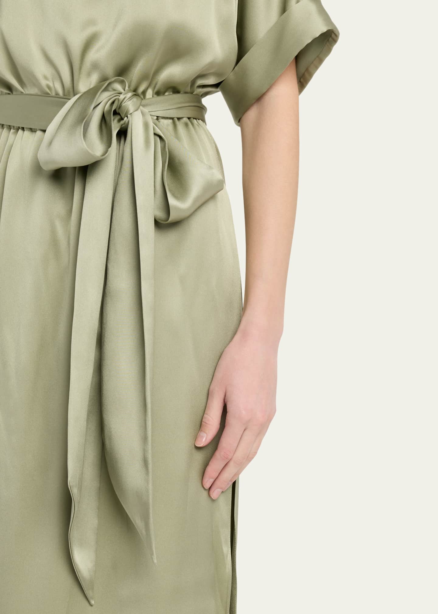 Loro Piana Caren Belted Silk Midi Dress - Bergdorf Goodman