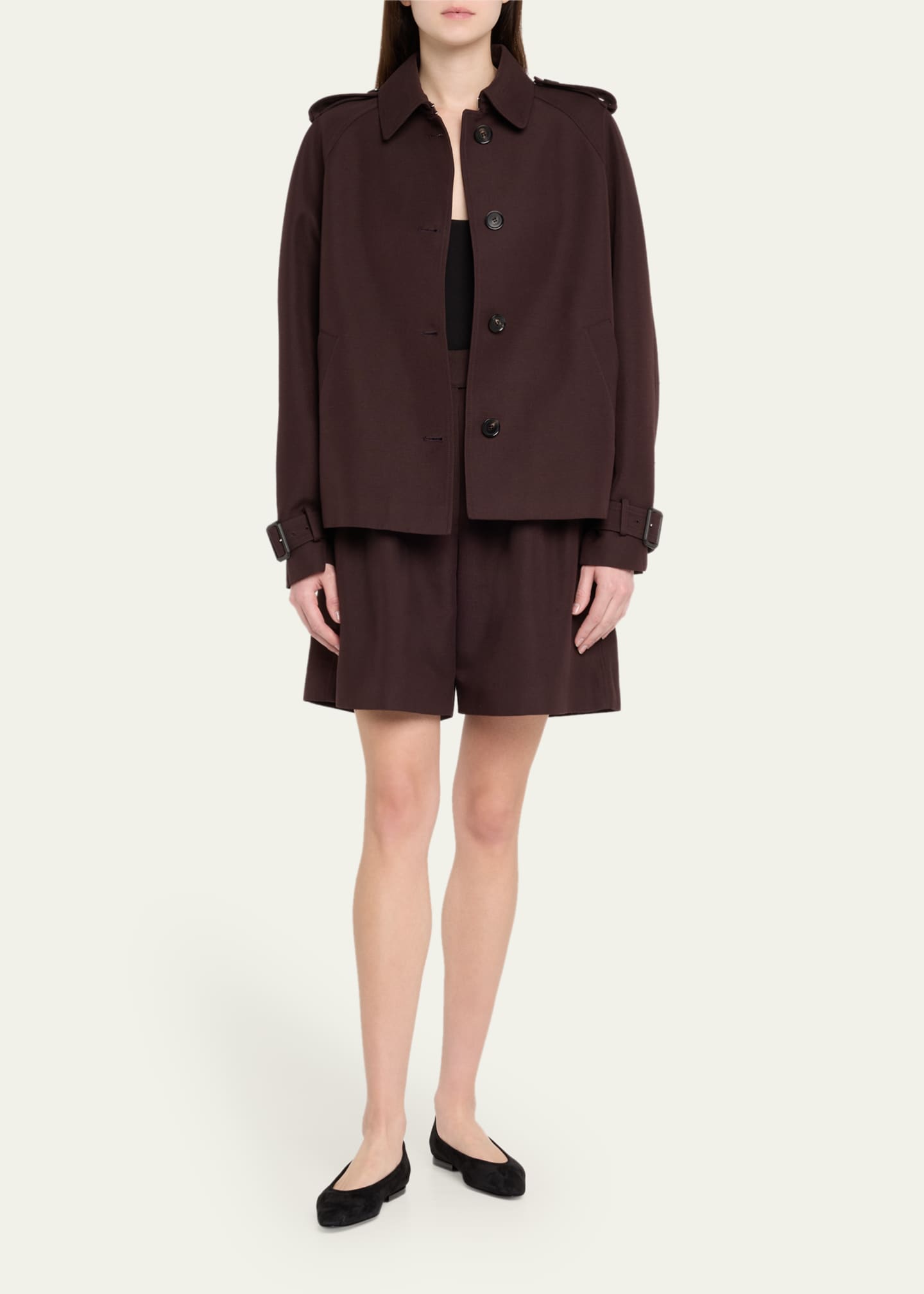 Loro Piana Dave Button Down Wool Silk Short Jacket Image 2 of 5