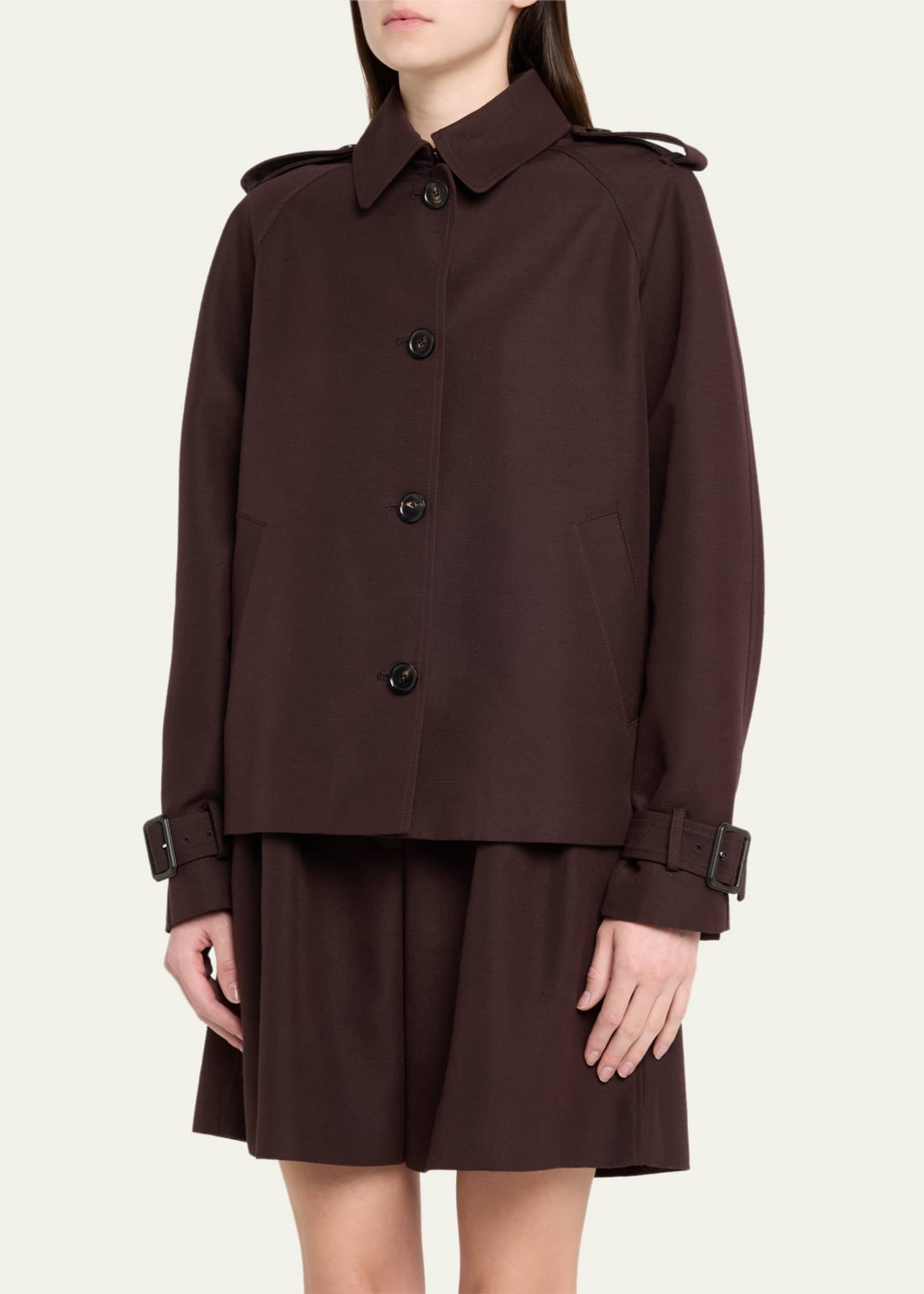 Loro Piana Dave Button Down Wool Silk Short Jacket Image 4 of 5