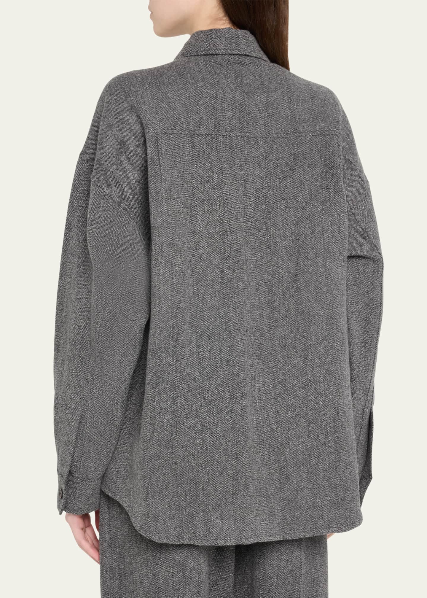 Loro Piana Darby Button Down Wool Cashmere Overshirt Image 3 of 5