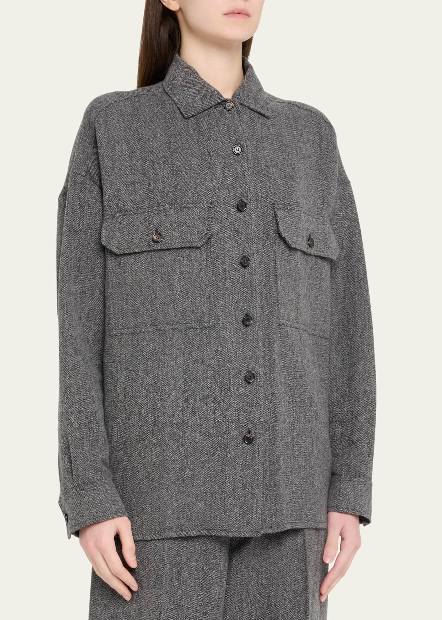 Loro Piana Darby Button Down Wool Cashmere Overshirt Image 4 of 5