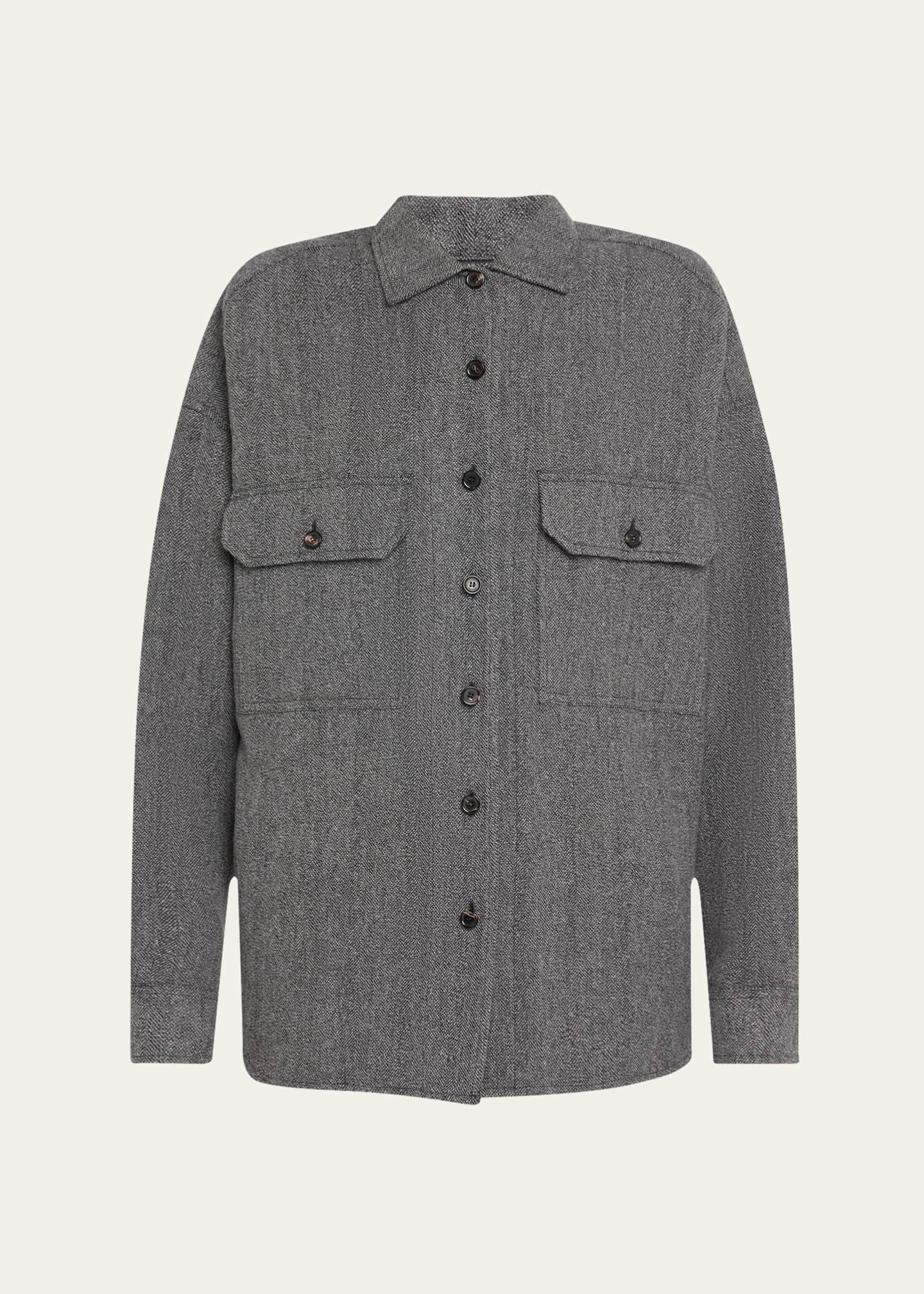 Loro Piana Darby Button Down Wool Cashmere Overshirt Image 1 of 5