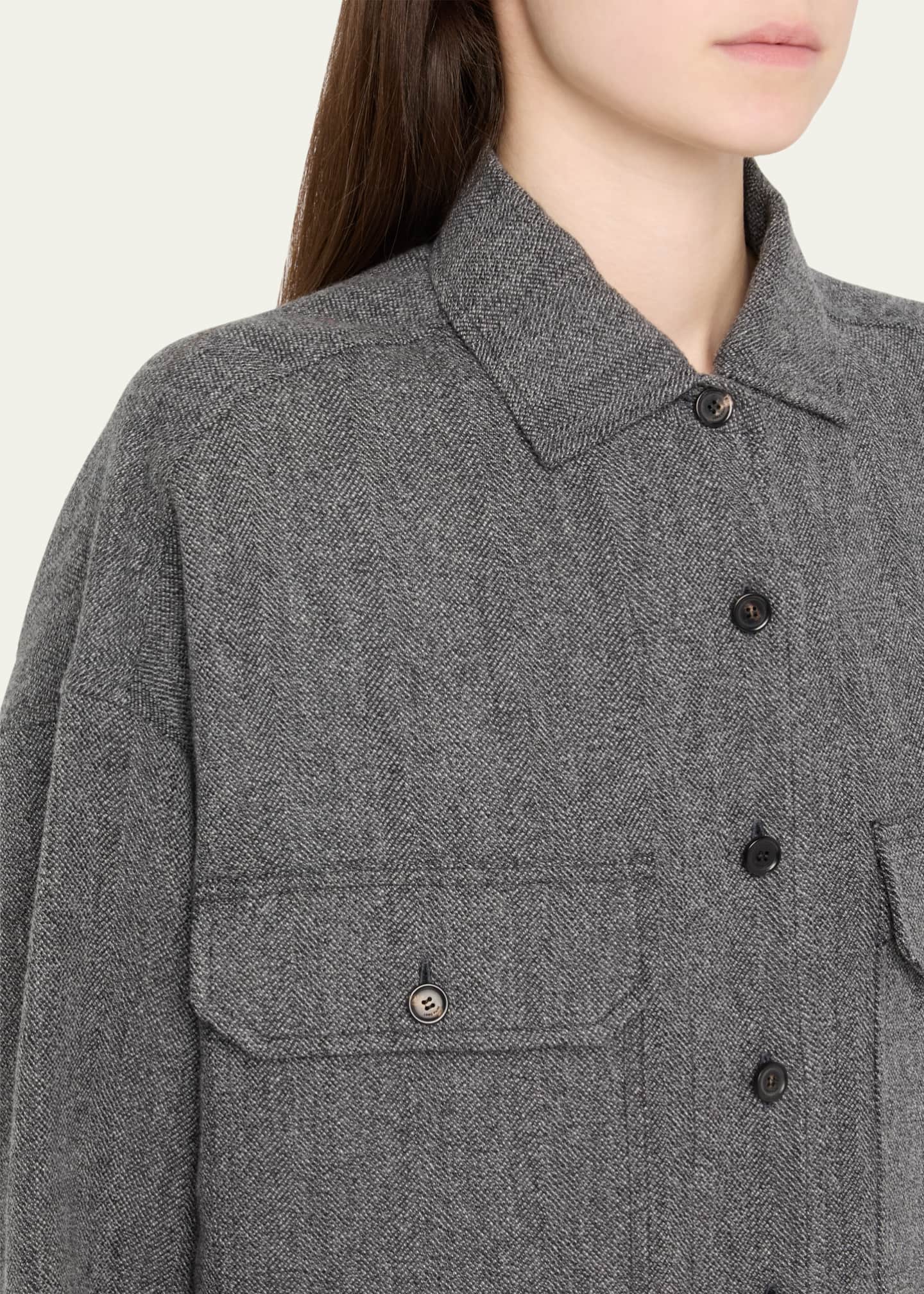 Loro Piana Darby Button Down Wool Cashmere Overshirt Image 5 of 5