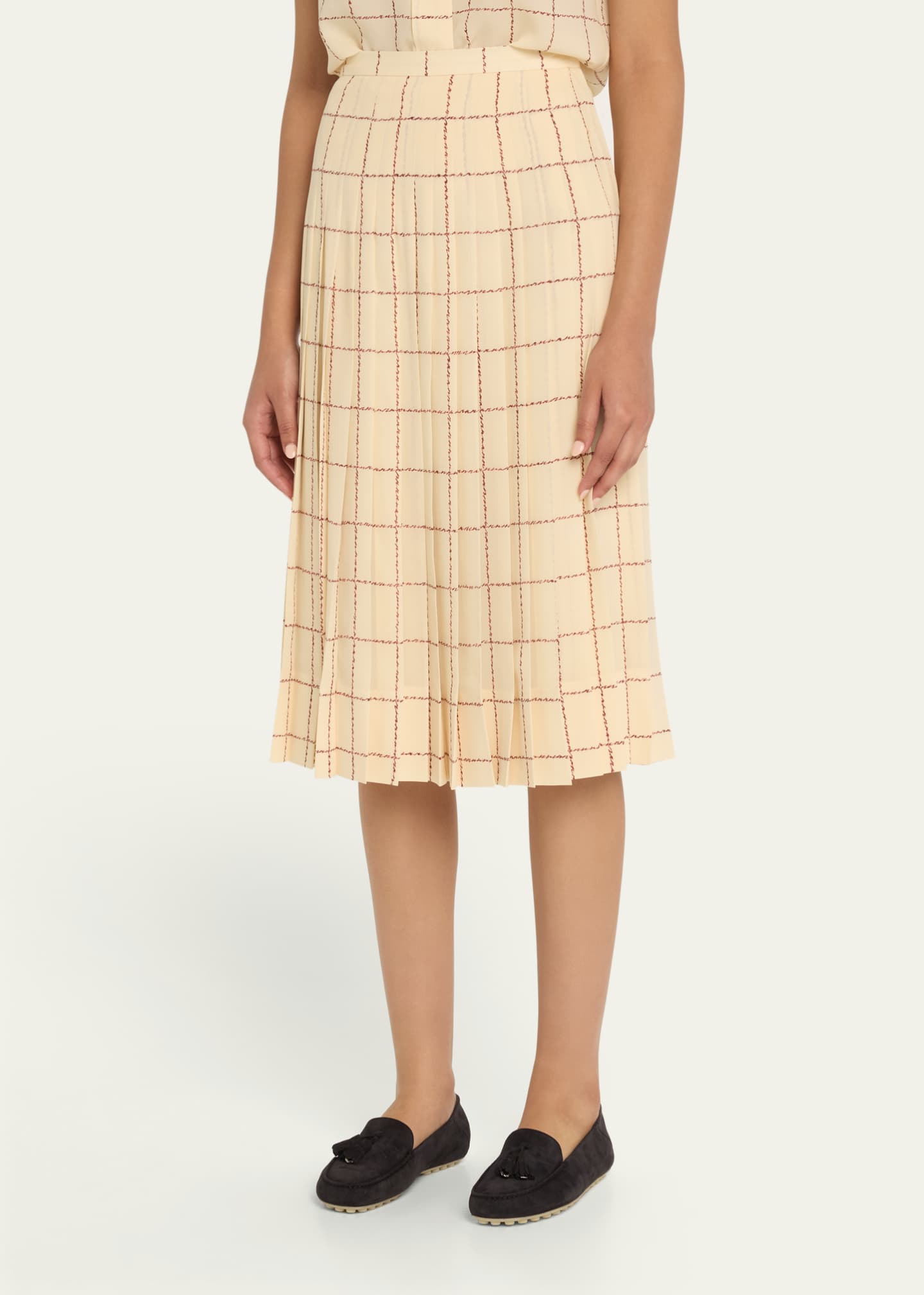 Loro Piana Clea Piot Check Silk Skirt Image 4 of 5