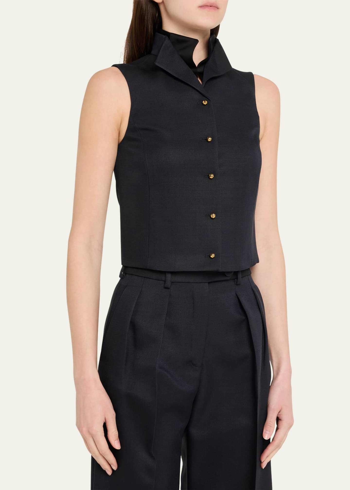 Loro Piana Dianne Layered Barathea Silk Vest Image 4 of 5