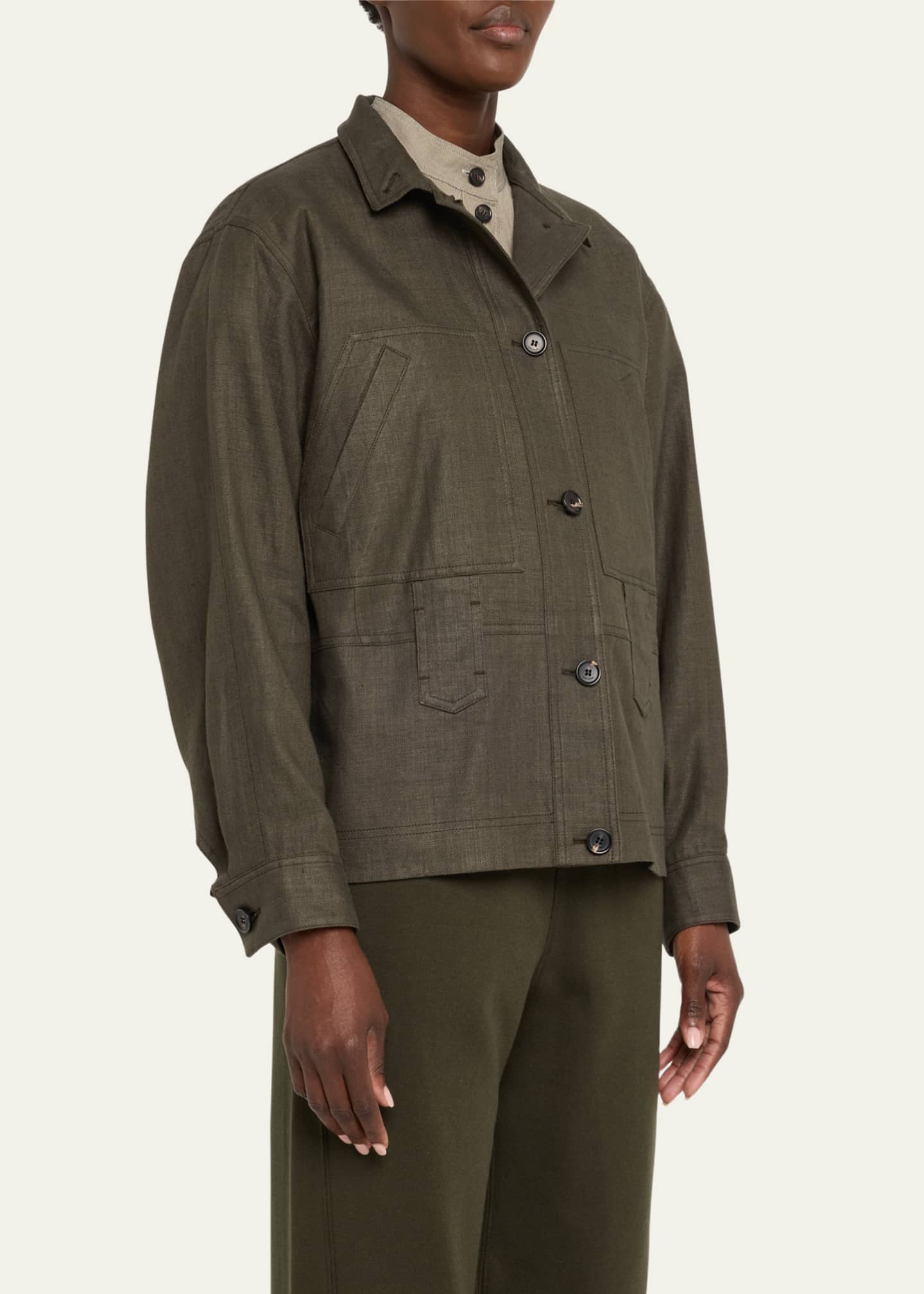 Loro Piana Jaylon Structured Linen Wool Field Jacket Image 4 of 5