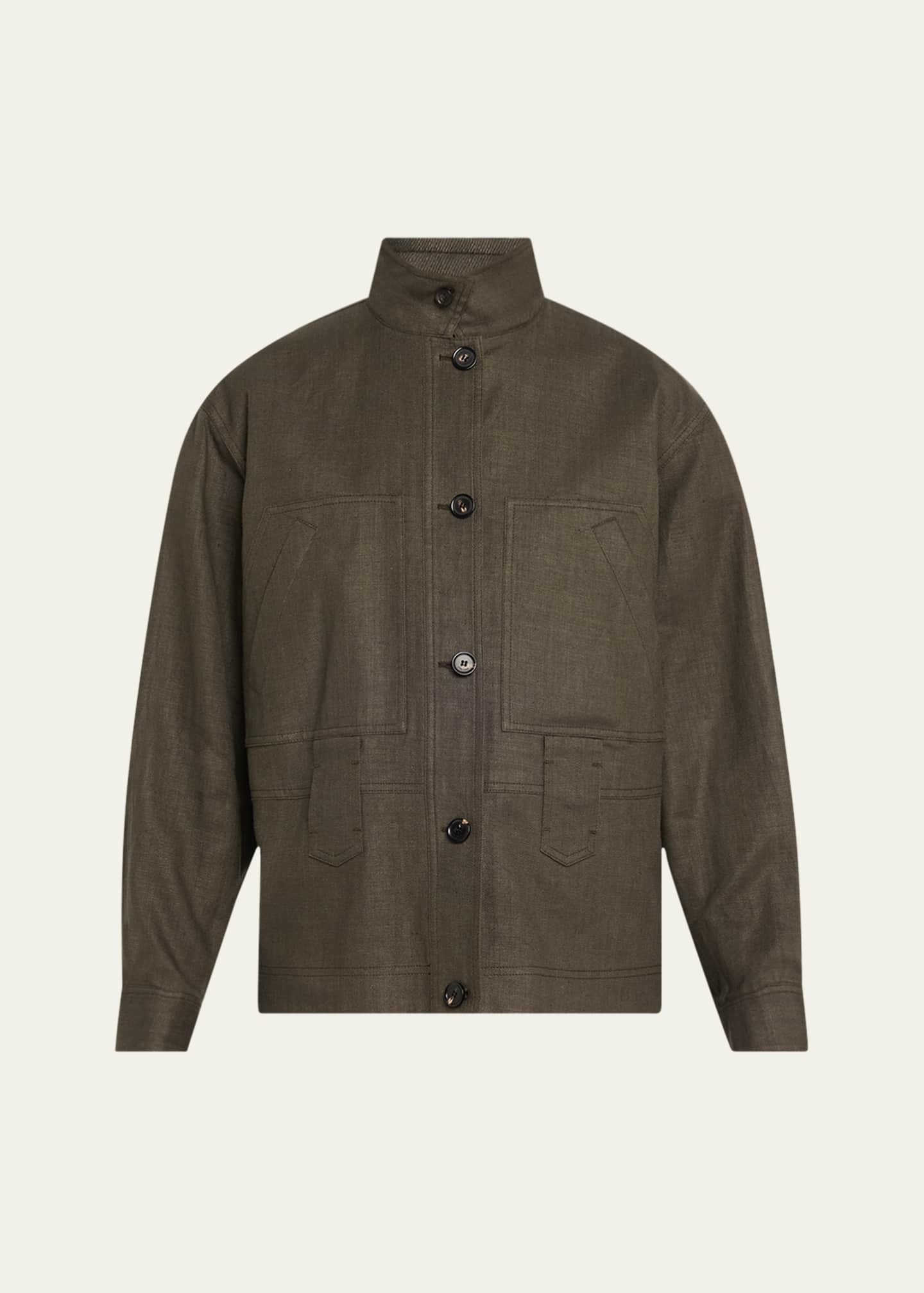 Loro Piana Jaylon Structured Linen Wool Field Jacket Image 1 of 5