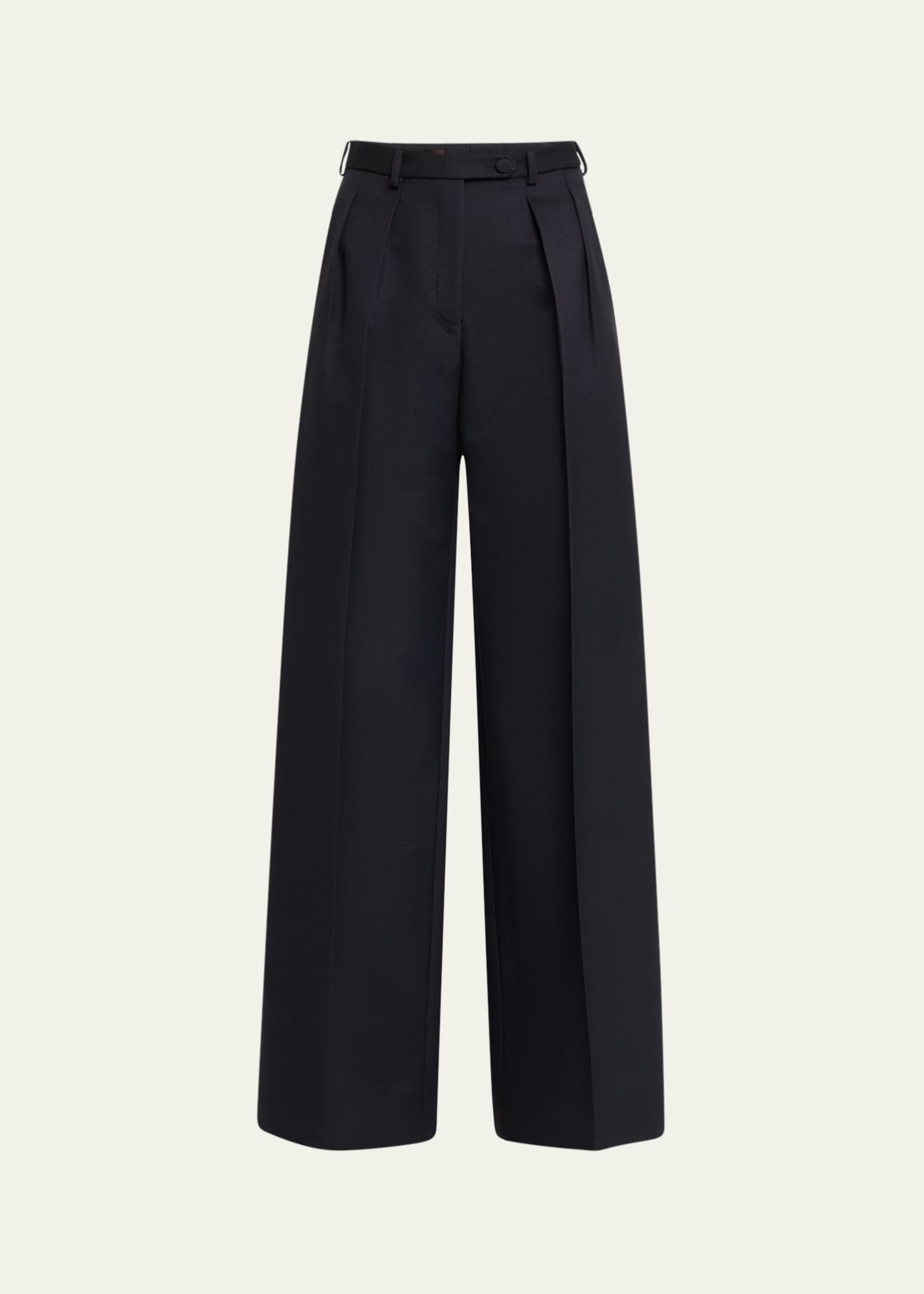 Loro Piana Devin Wide Leg Barathea Wool Trousers Image 1 of 5