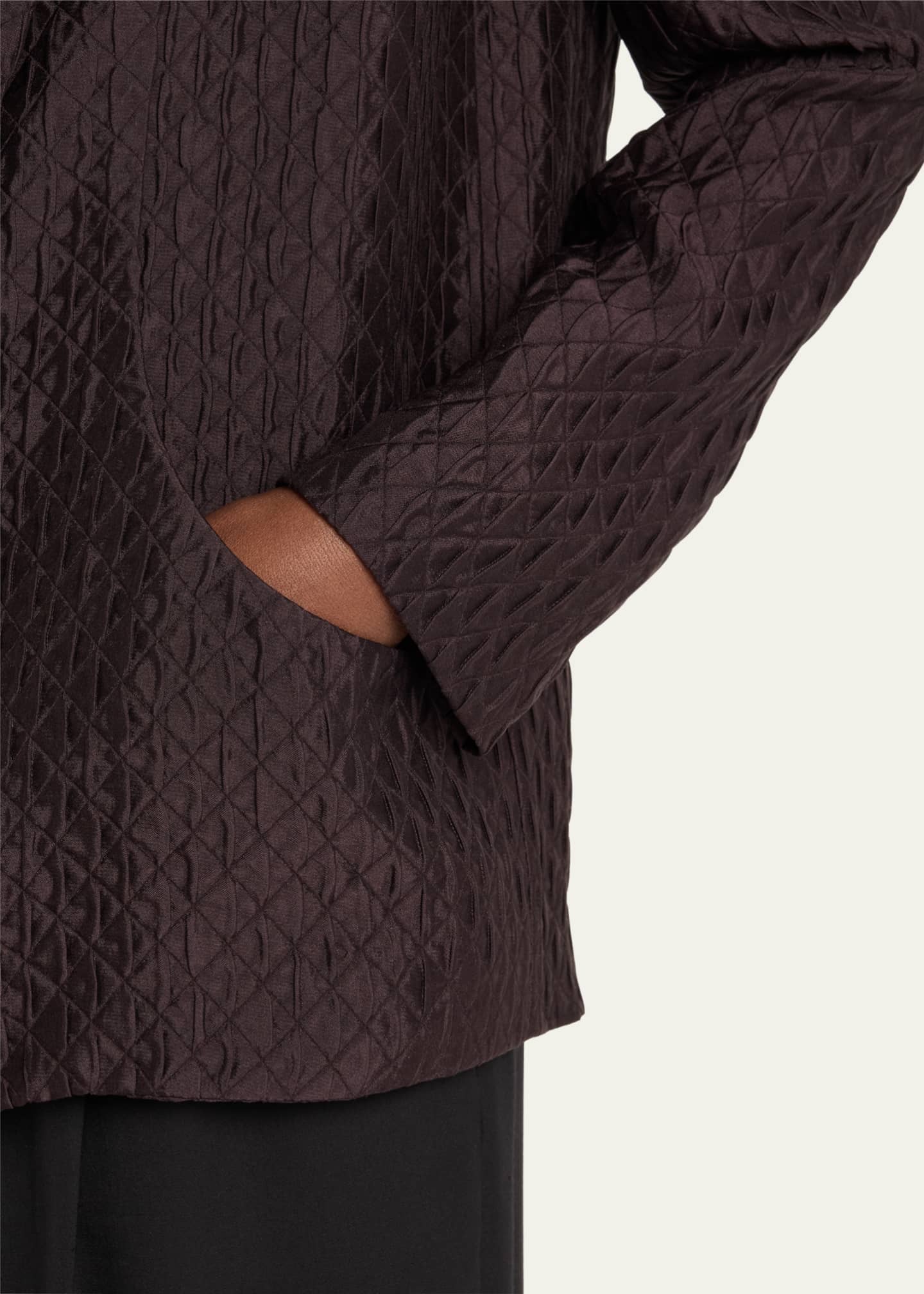 Loro Piana Annie Open-Front Fluid Diamond Cloquet Silk Jacket Image 5 of 5