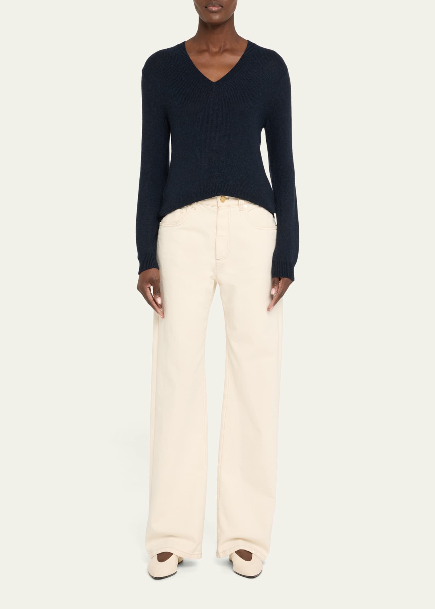 Loro Piana Fobello V-Neck GG 8 Baby Cashmere Sweater Image 2 of 5