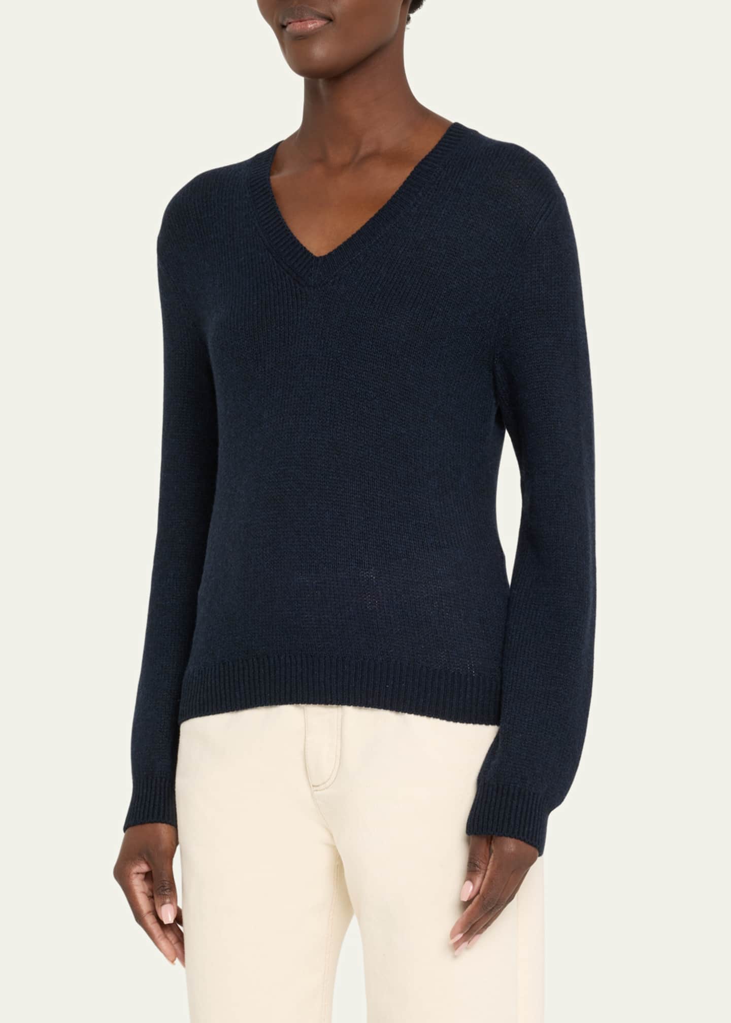 Loro Piana Fobello V-Neck GG 8 Baby Cashmere Sweater Image 4 of 5