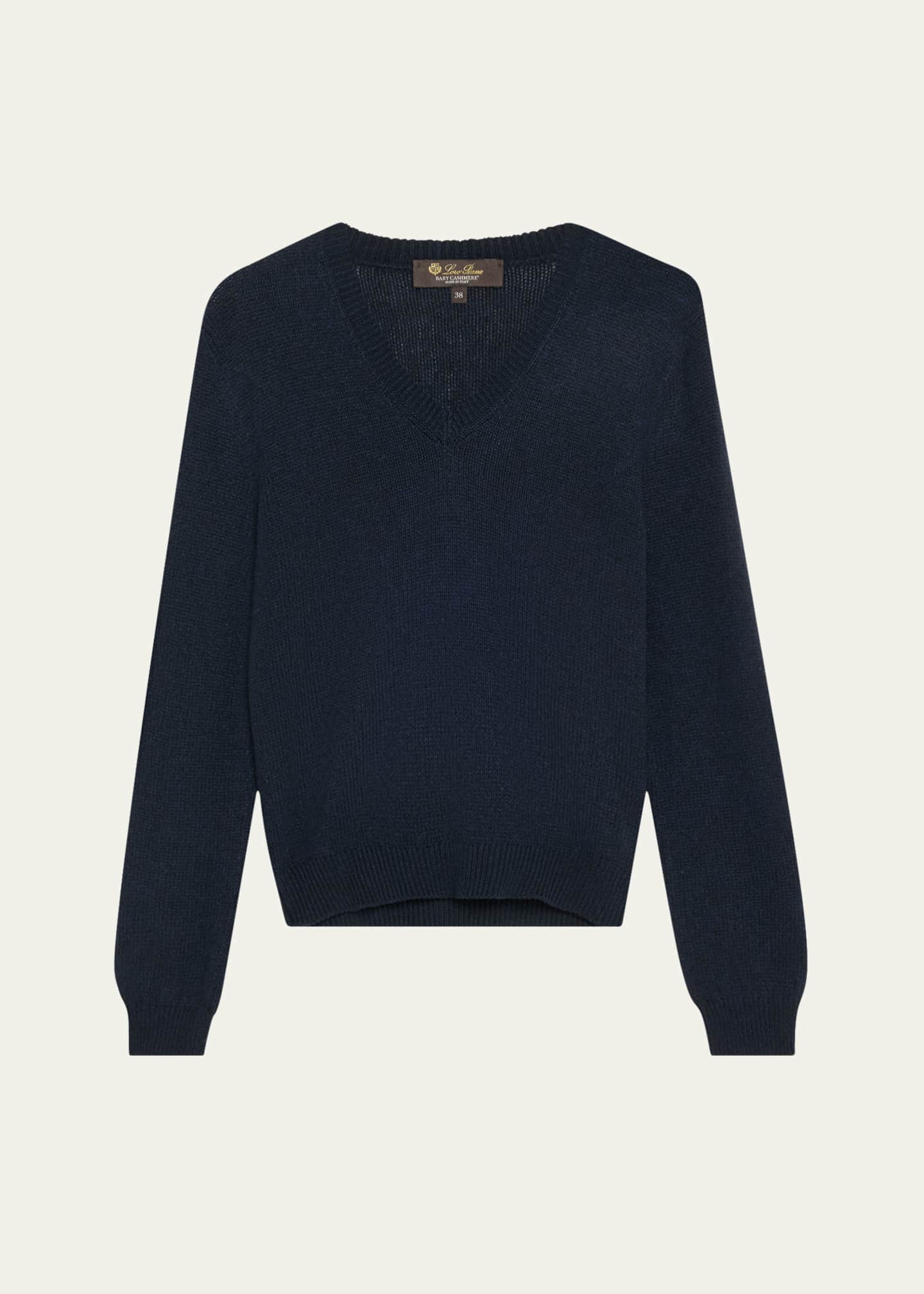 Loro Piana Fobello V-Neck GG 8 Baby Cashmere Sweater Image 1 of 5