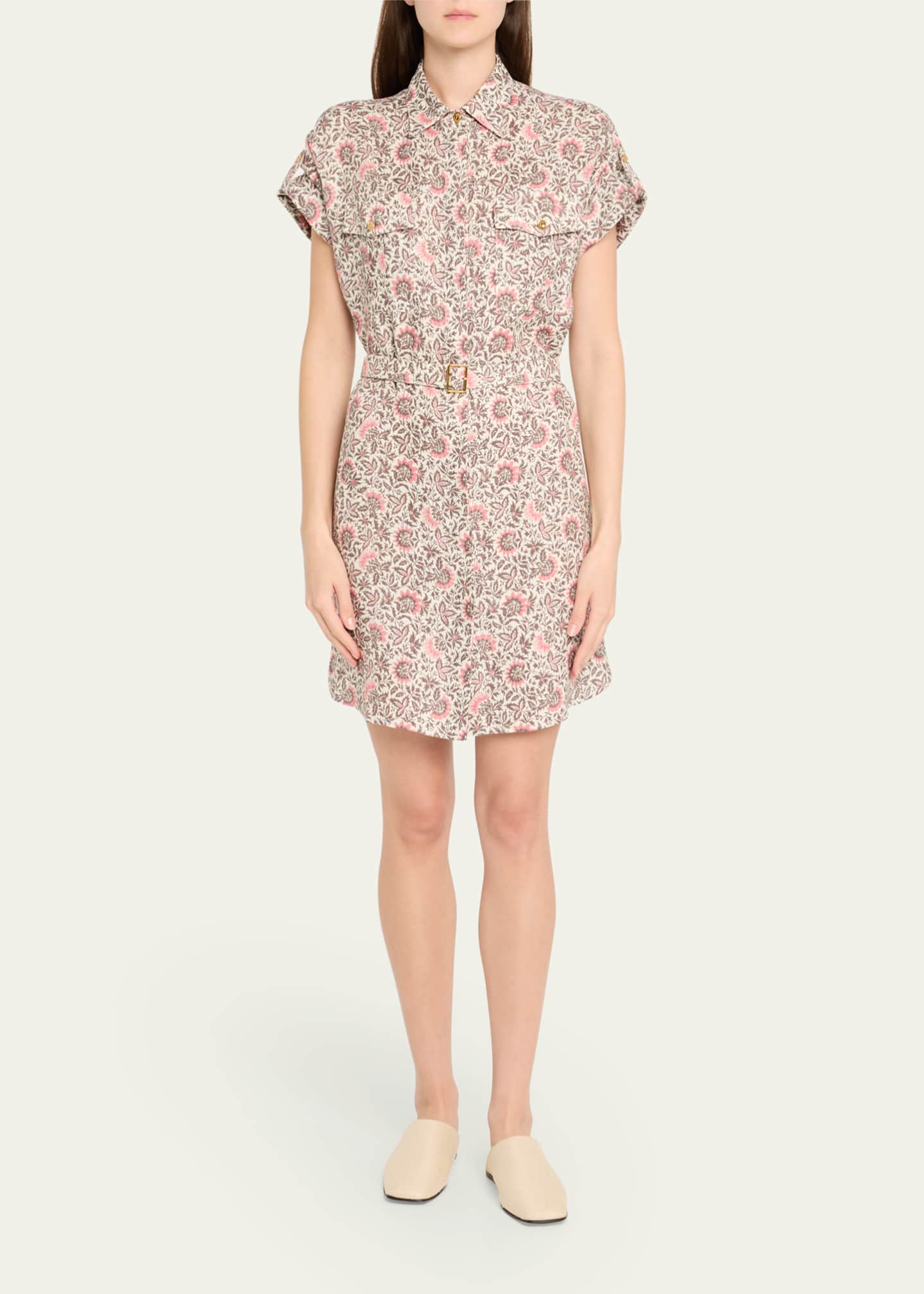 Loro Piana Idris Riserva San Nicolo Twill Belted Mini Shirtdress Image 2 of 5