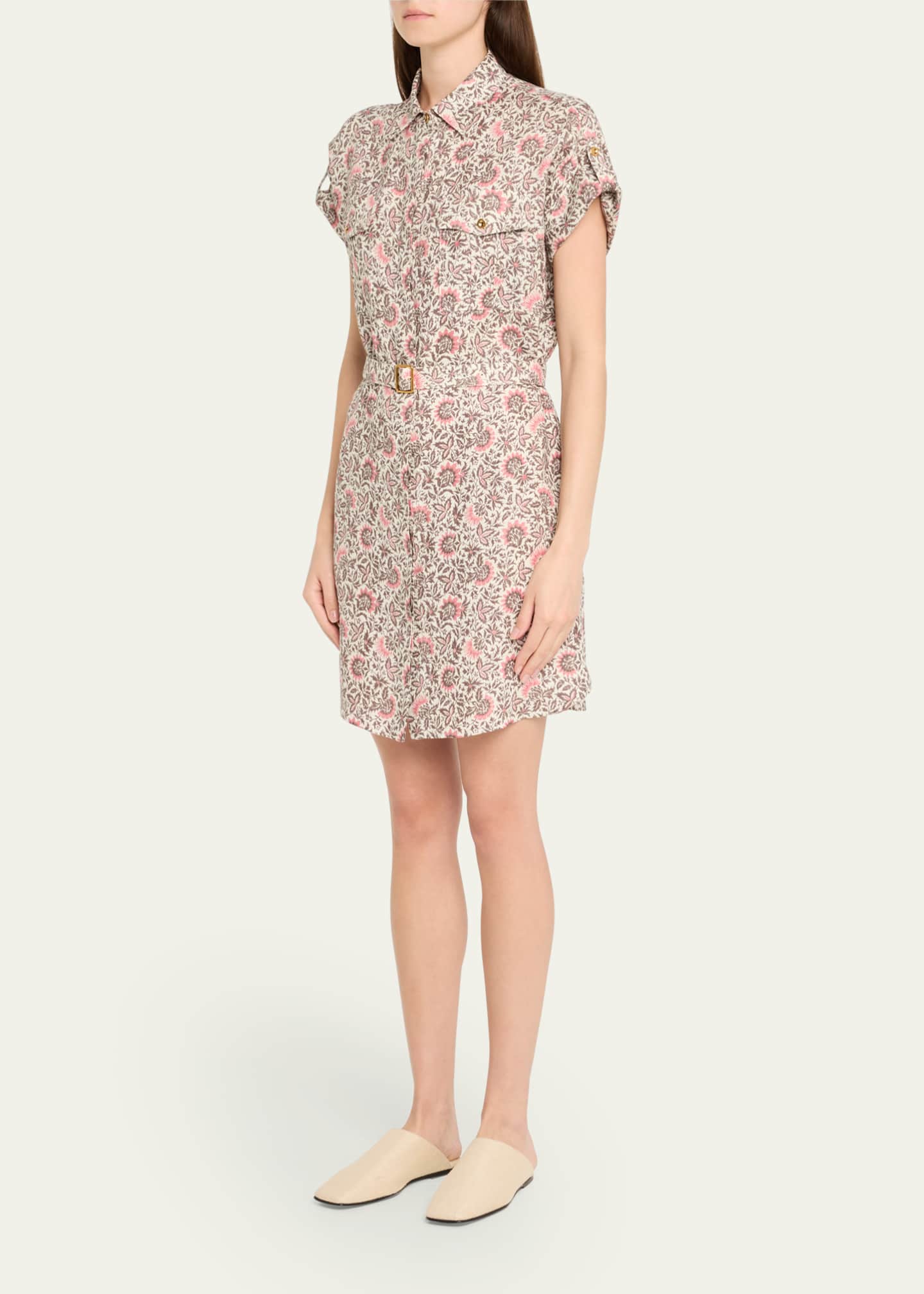 Loro Piana Idris Riserva San Nicolo Twill Belted Mini Shirtdress Image 4 of 5