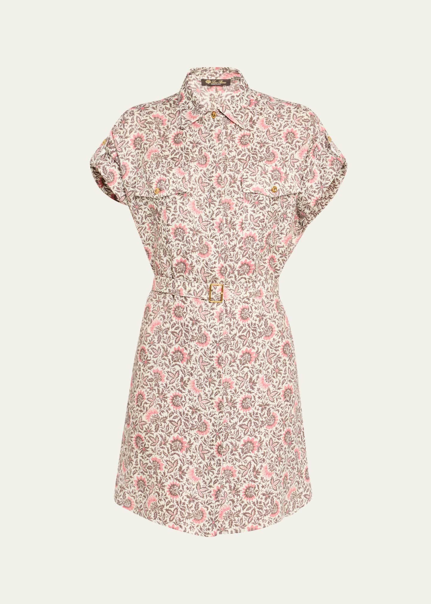 Loro Piana Idris Riserva San Nicolo Twill Belted Mini Shirtdress Image 1 of 5