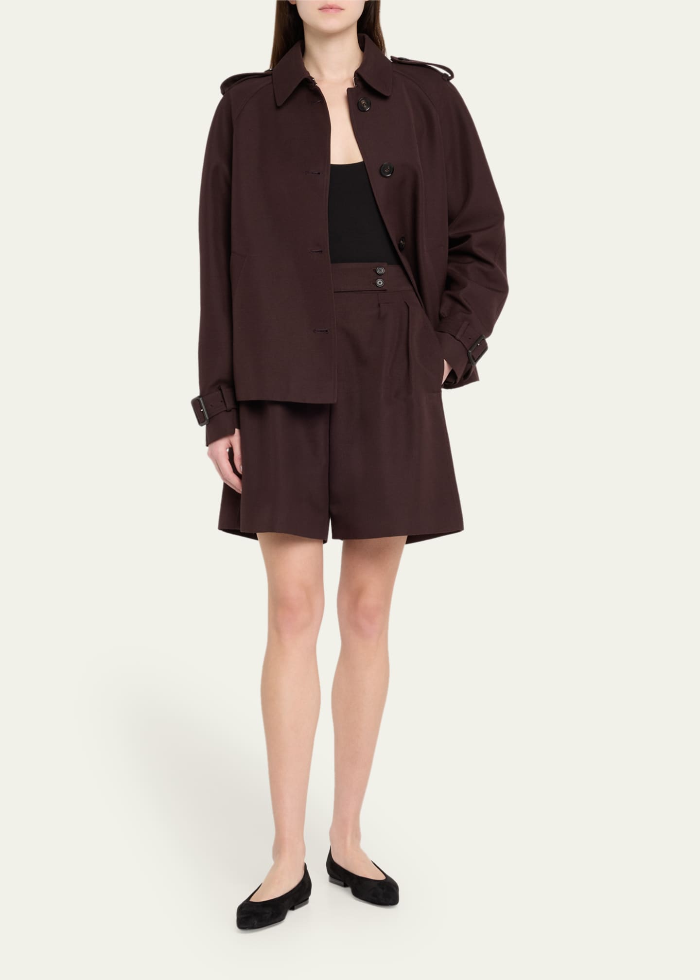 Loro Piana Dorin Pleated Bermuda Silk Shorts Image 2 of 5