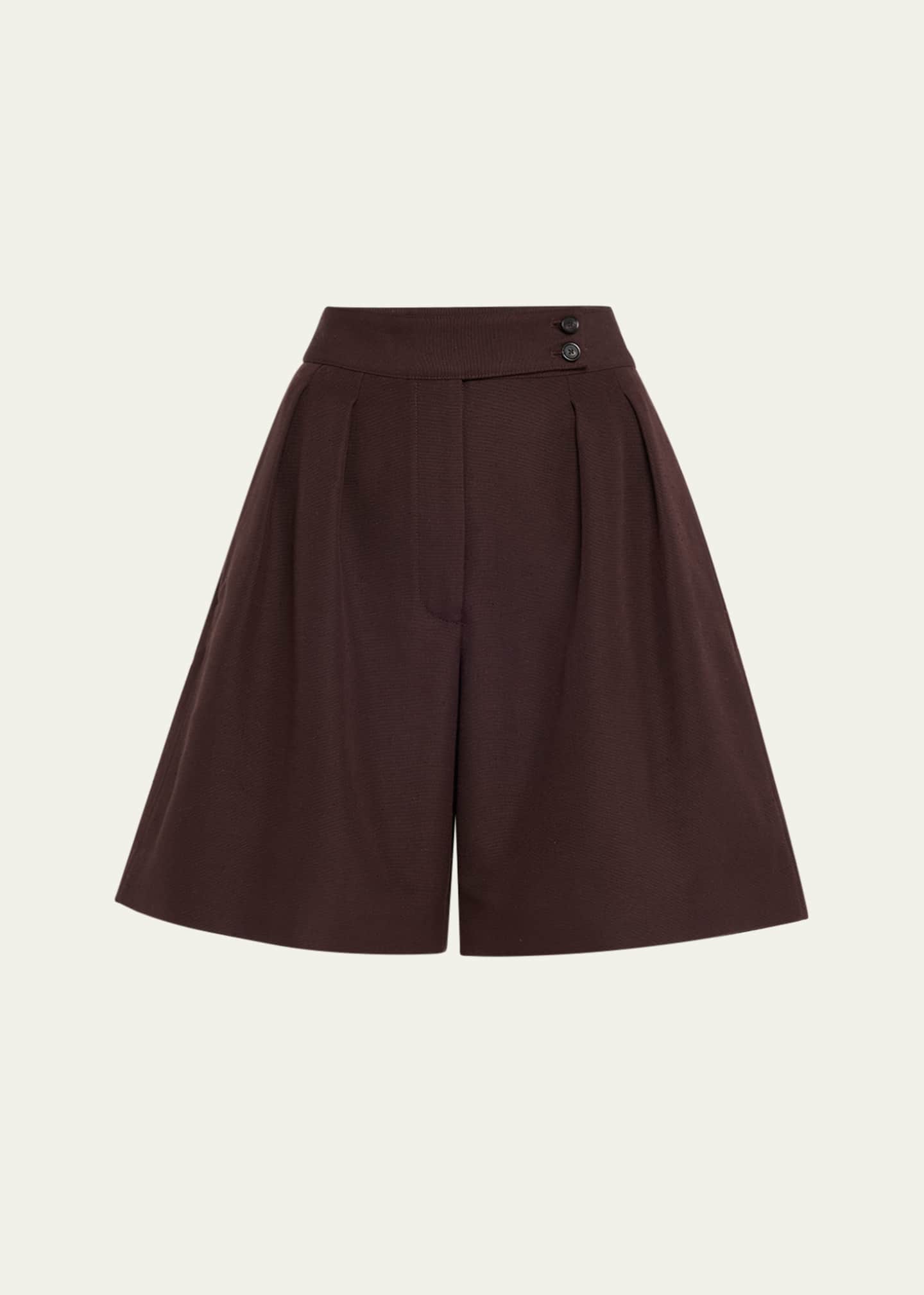 Loro Piana Dorin Pleated Bermuda Silk Shorts Image 1 of 5