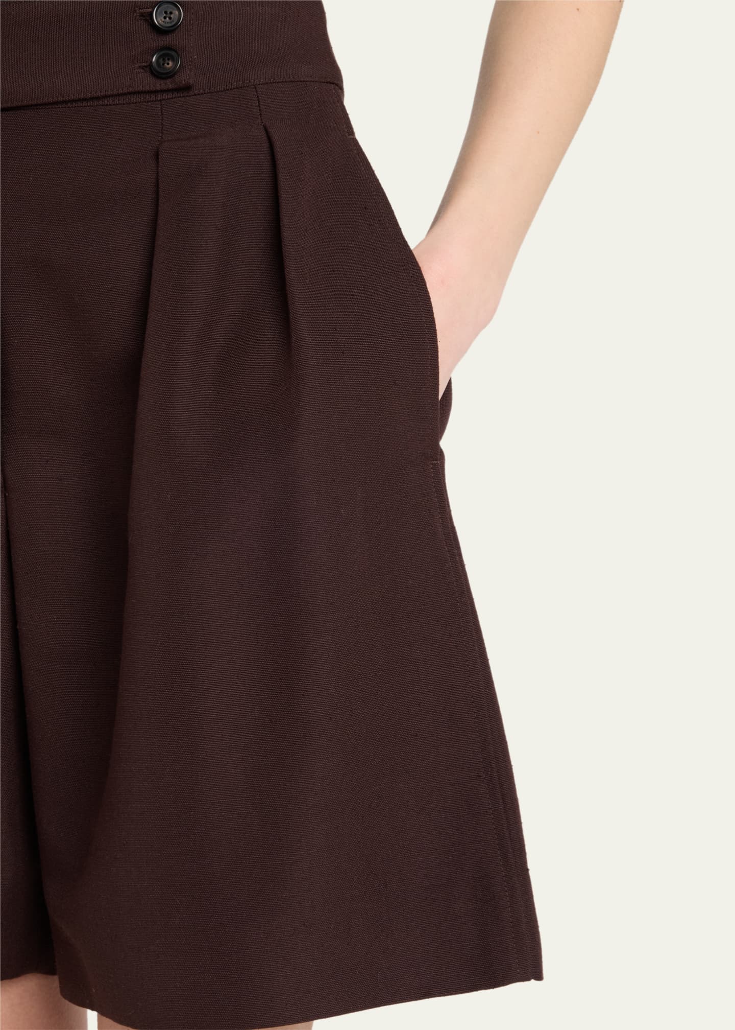 Loro Piana Dorin Pleated Bermuda Silk Shorts Image 5 of 5