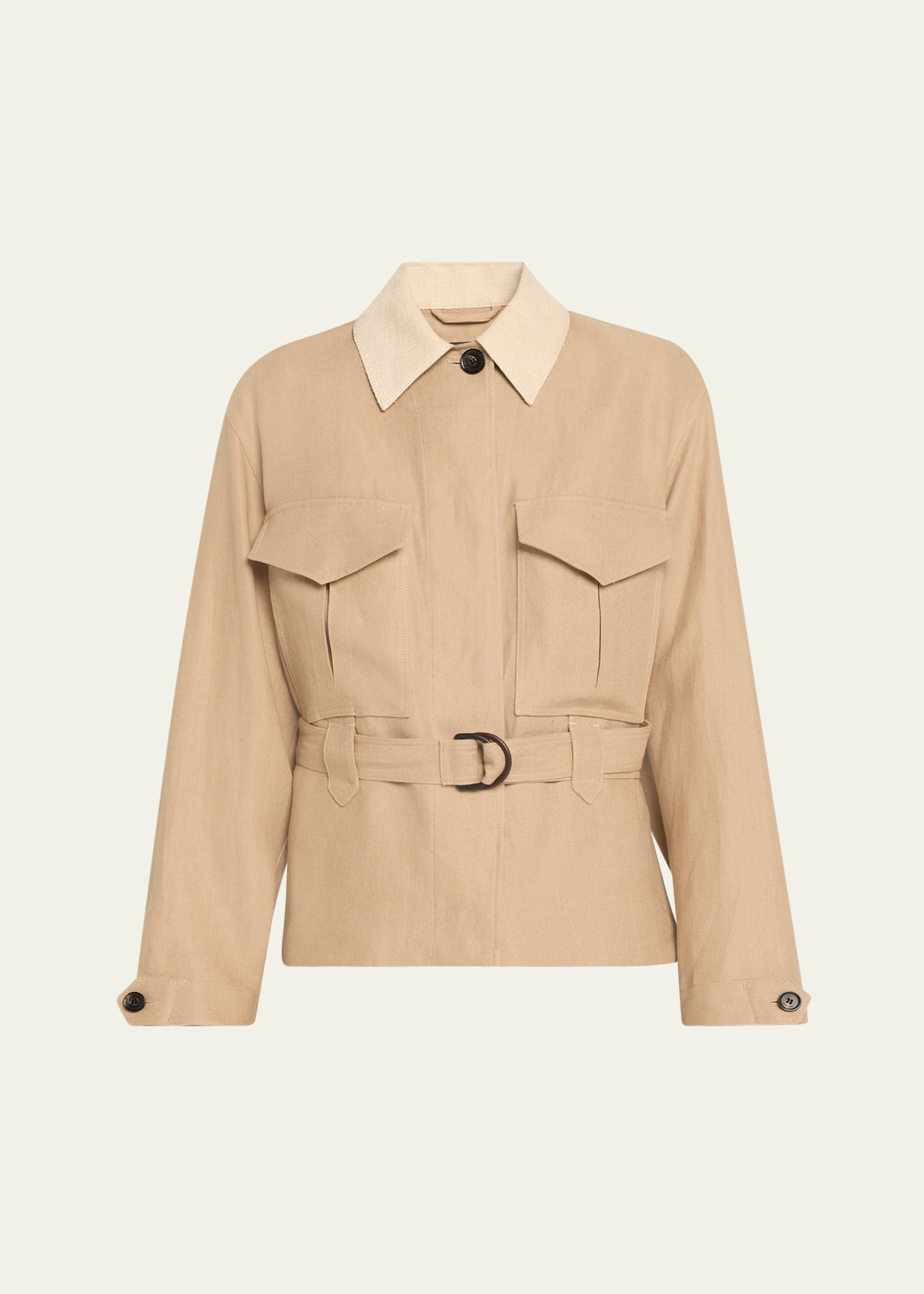 Loro Piana Dillon Belted Antigua Linen Field Jacket - Bergdorf Goodman