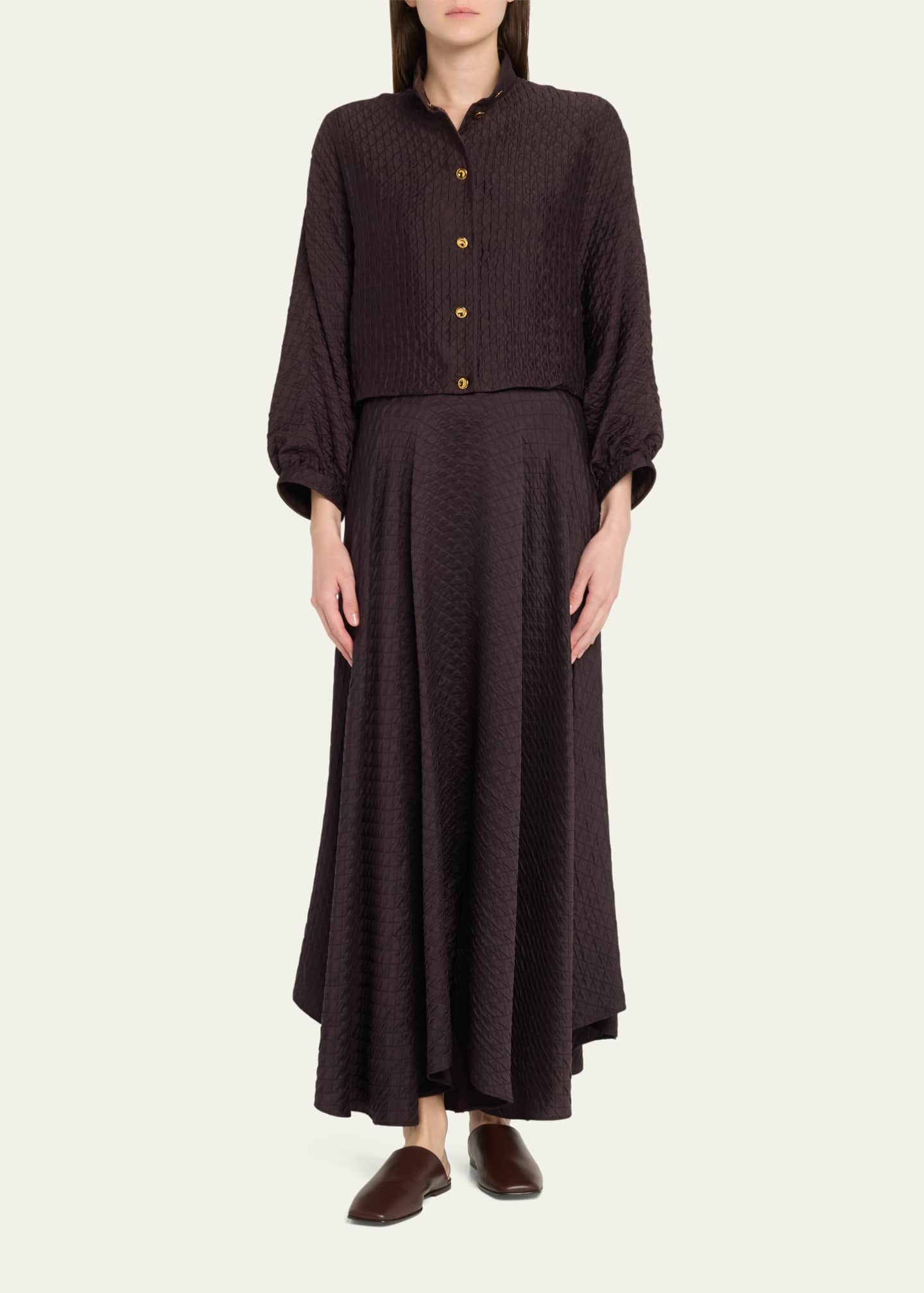 Elise Diamond-Quilted Cloquet Maxi Skirt