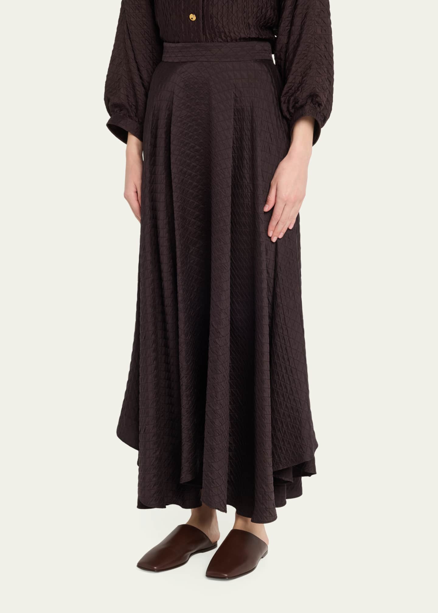Elise Diamond-Quilted Cloquet Maxi Skirt