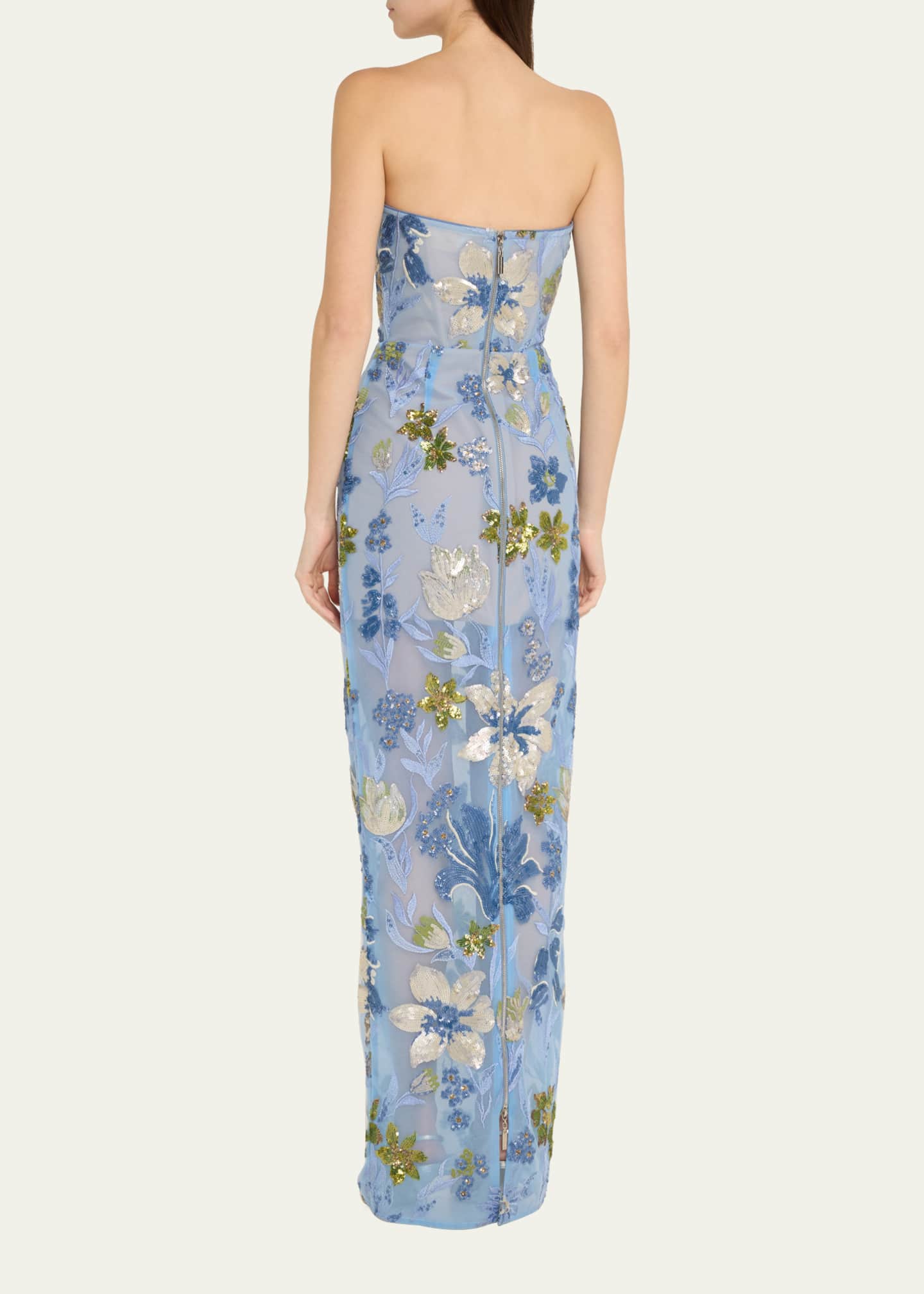 Bronx and Banco Dahlia Sequin Floral Column Gown Image 3 of 5